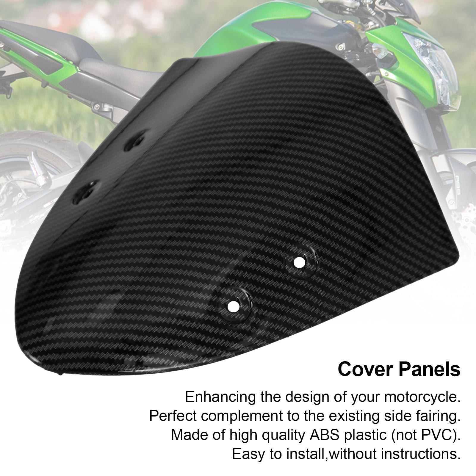 Carénage de couverture d'écran de pare-brise avant en carbone pour Kawasaki ER-6N 2009-2014 générique
