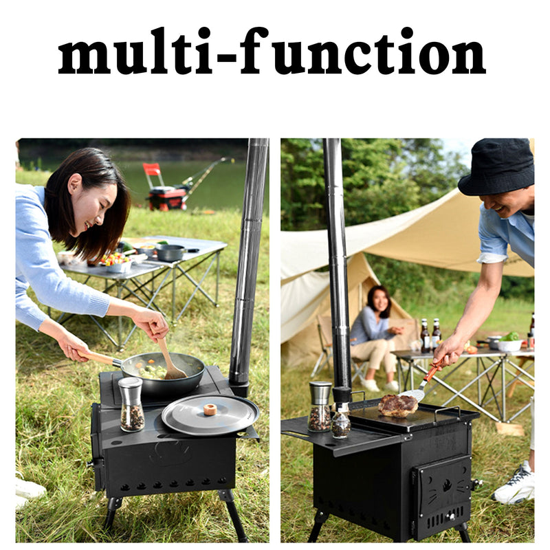 Outdoor Portable Camping Wood Stove Picnic Cook Folding Heating Wood Burning