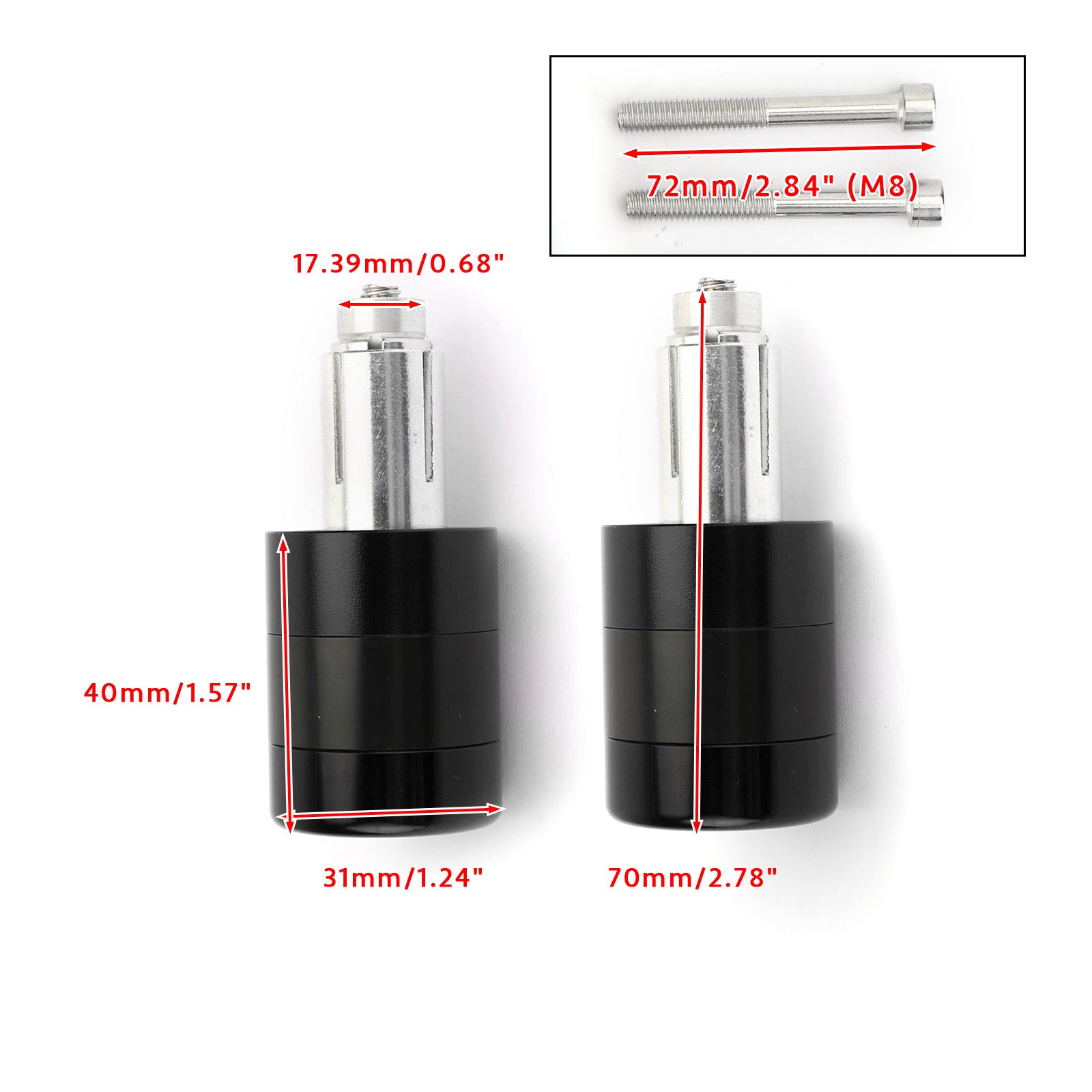 Anti-vibratie 7/8" 22mm Stuur Eindkap M6/M8 Zwart/Titanium Gewichtsschuifregelaar Verlagend Generiek