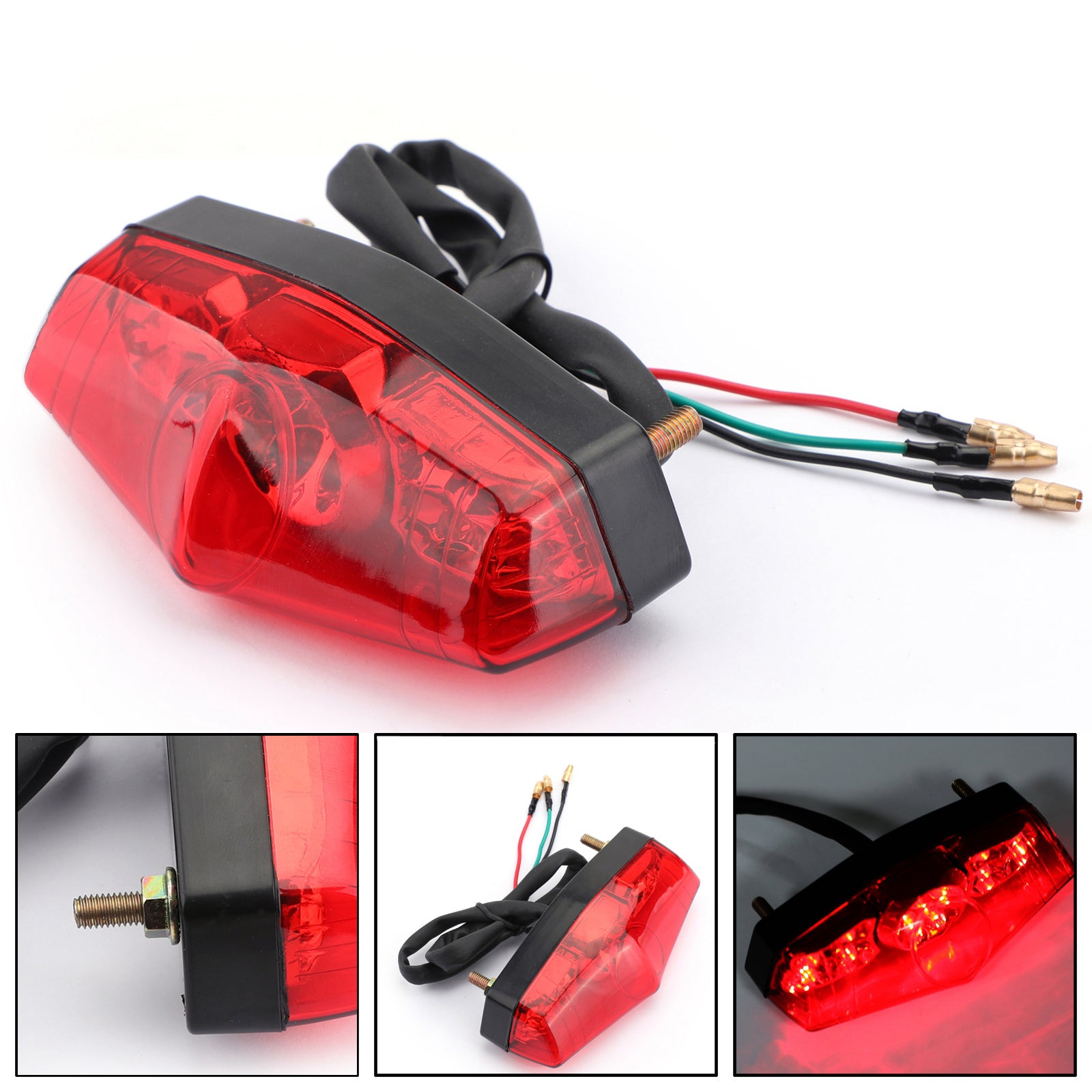 ABS moto LED rouge 12V arrêt de frein en cours d'exécution feu arrière lampe universelle