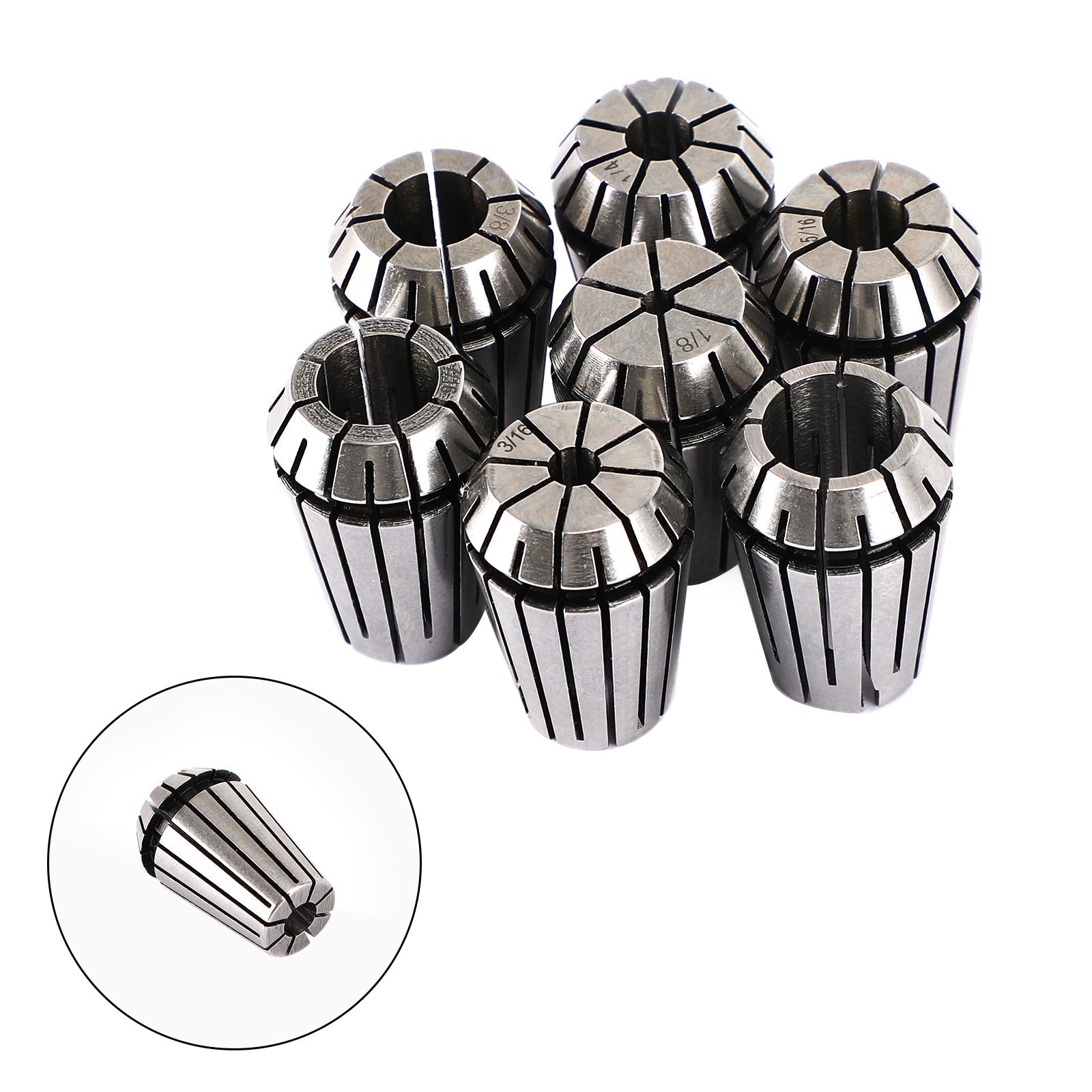 7Pcs ER20 Spring Collet Set For CNC Milling Lathe Tool Engraving Machine Steel