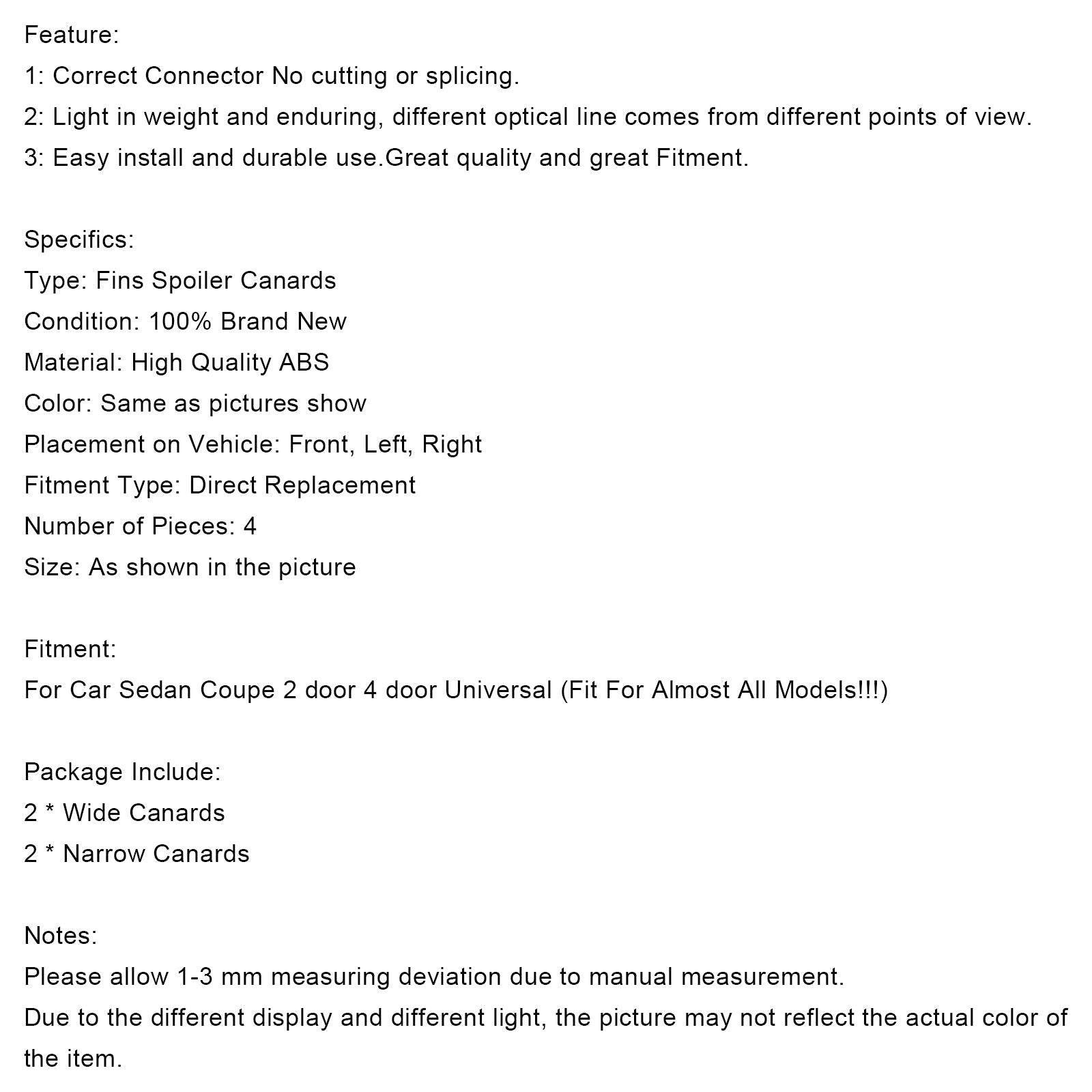 4 stks Universele Auto Voorbumper Vinnen Body Splitter Spoiler Canards Zilver