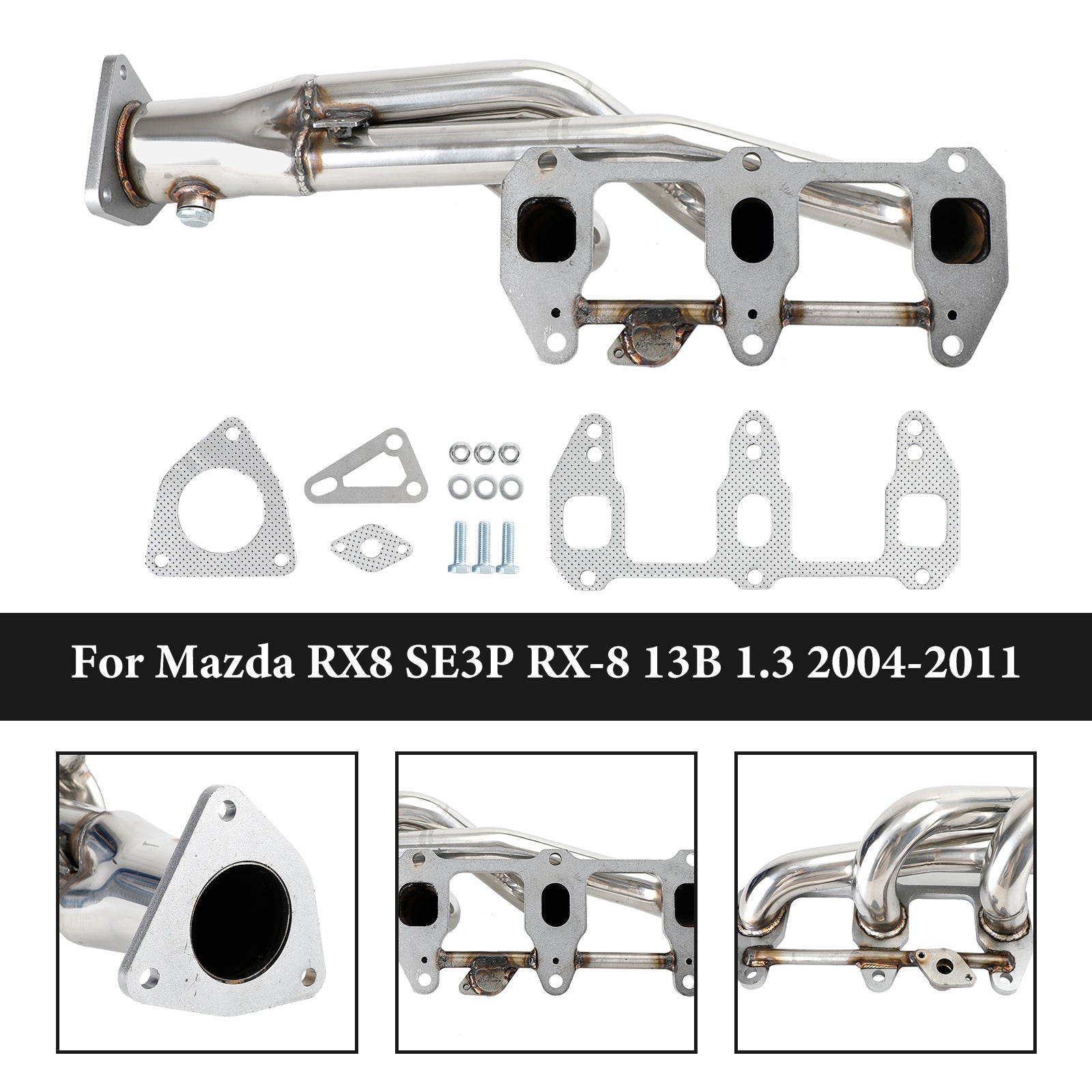 13B-MSP 1.3L Renese ROTAY Wankel Motor de aço inoxidável Cabeçalho de exaustor FIT MAZDA RX8 RX-8 R3 GT GRAND 2004-2011