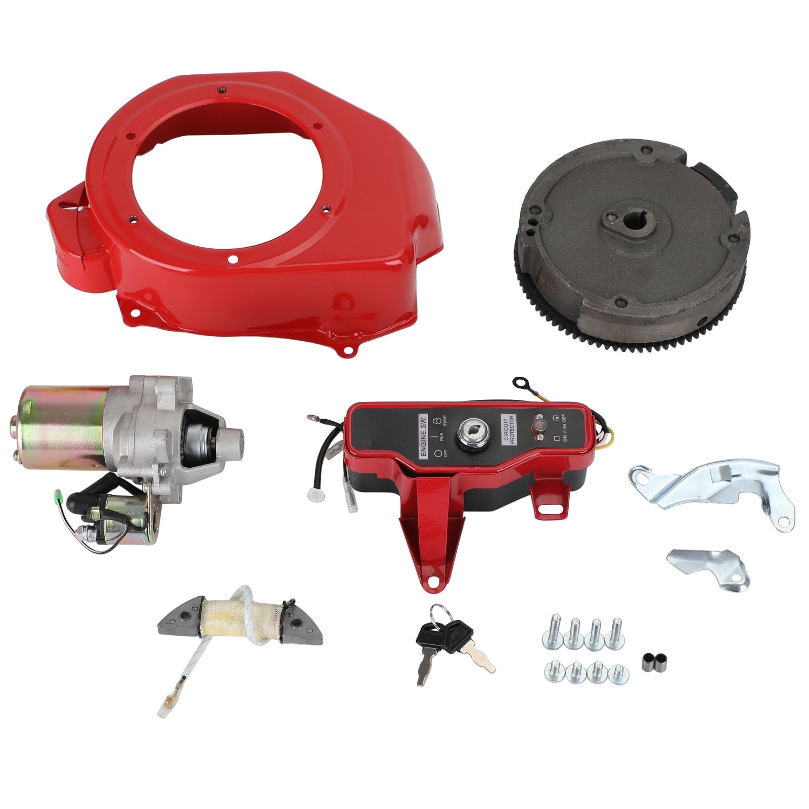 Kryt ventilátora zapaľovača Electric Start Kit Fit Honda GX160 5,5 HP GX200 6.5HP Súprava zotrvačníka