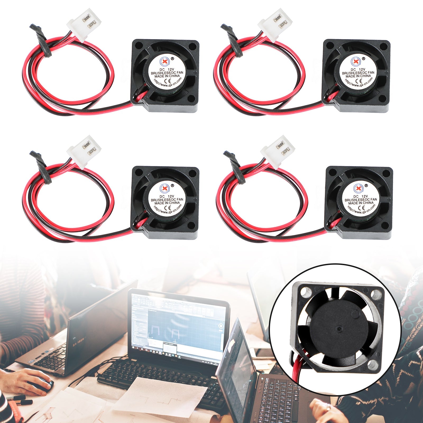 Borstelloze DC-koelventilator 12V 0,05A 2010 20x20x10mm mouw 2-pins draad