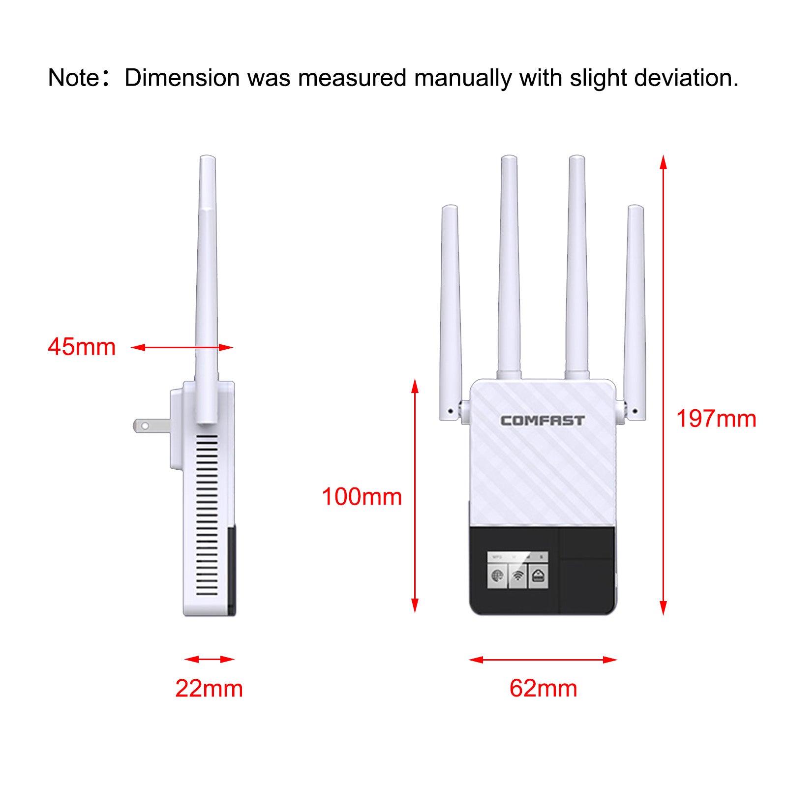 Dual Band 2.4G 5G WiFi Extender signalforsterker WiFi Booster 1200Mbps UK -plugg
