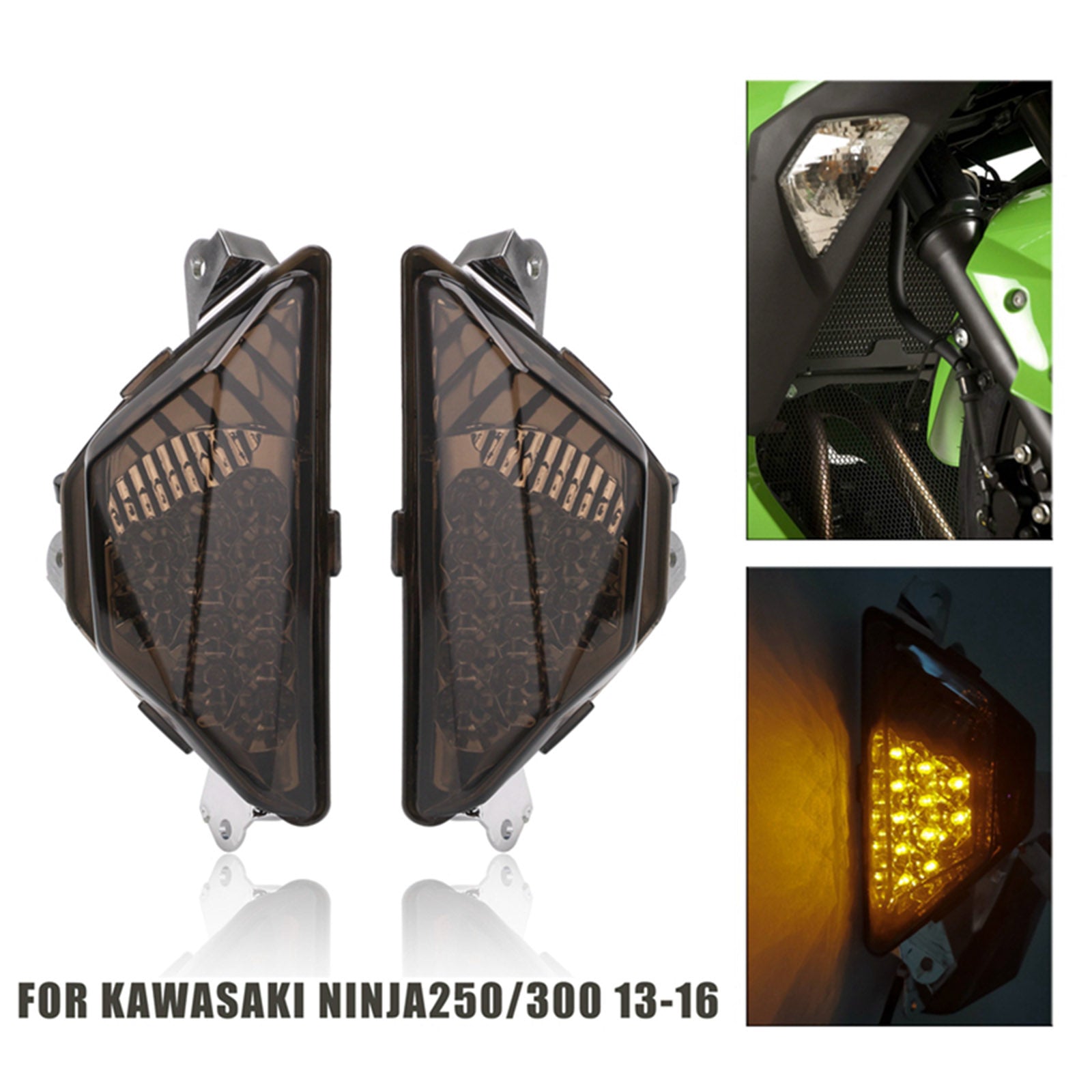 Luz LED de intermitente delantero para motocicleta, lámpara para KAWASAKI NINJA 250 300 2013-2016
