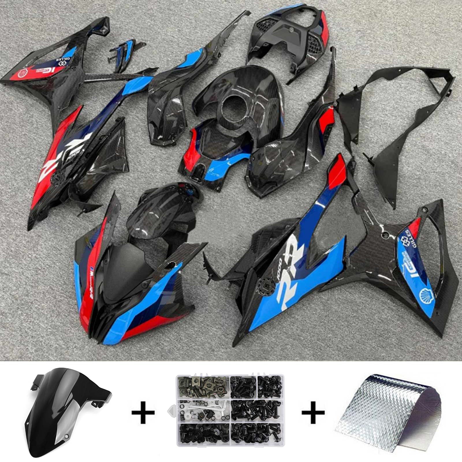 2019-2022 BMW M1000RR S1000RR AMOTOPART INJECTION FAIRING KIT BORDOWWORD PLASTIQUE ABS # 129