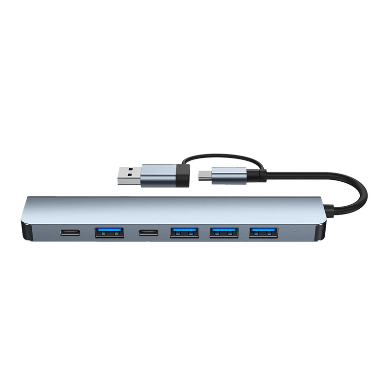 USB + Type C Dual Interface 7 in 1 USBC Hub Adapter Dock usb3.0+USB 2.0*2+SD+TF