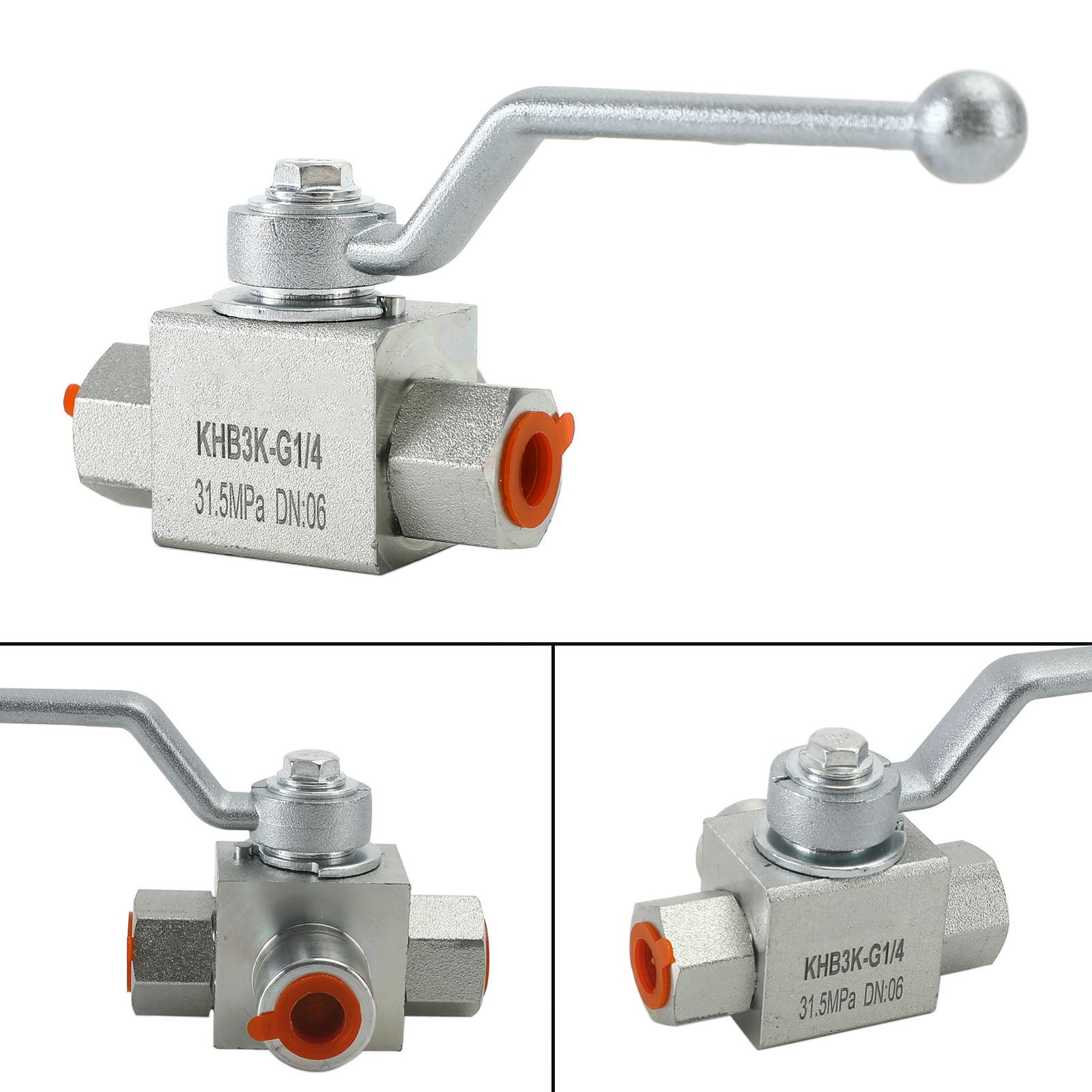 Vanne à bille hydraulique 3 voies 1/4" Vanne à bille haute pression femelle NPT