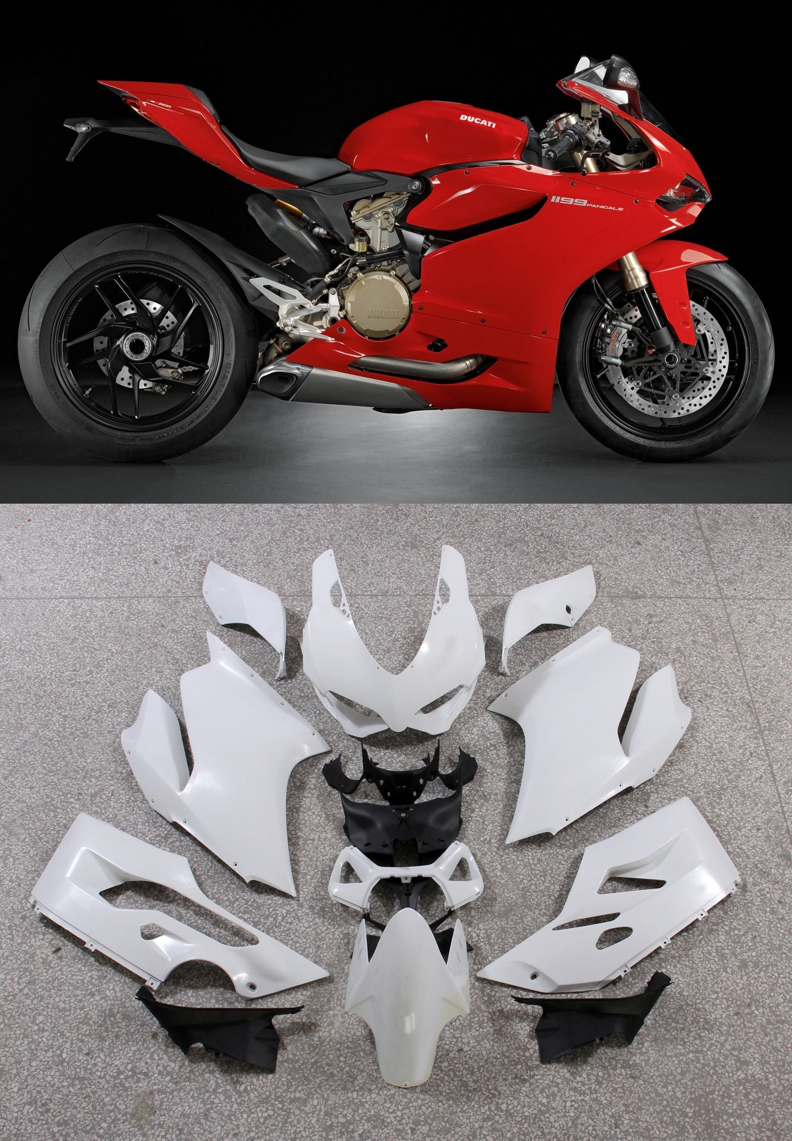 2012-2015 Ducati 1199 Panigale Amotopart Carénages Rouge 1199 Racing Customs Carénage