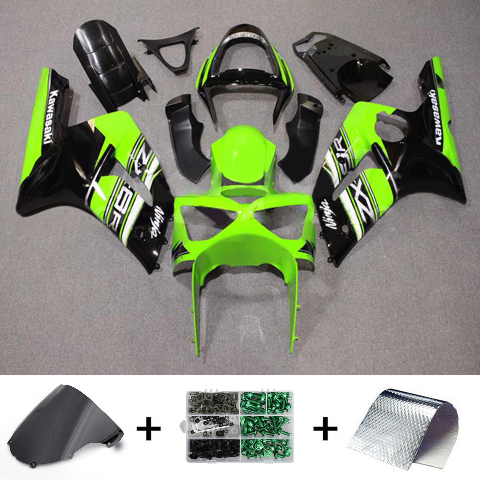 2003-2004 Kawasaki ZX6R 636 Kit de carenado de inyección Carrocería Plástico ABS#129