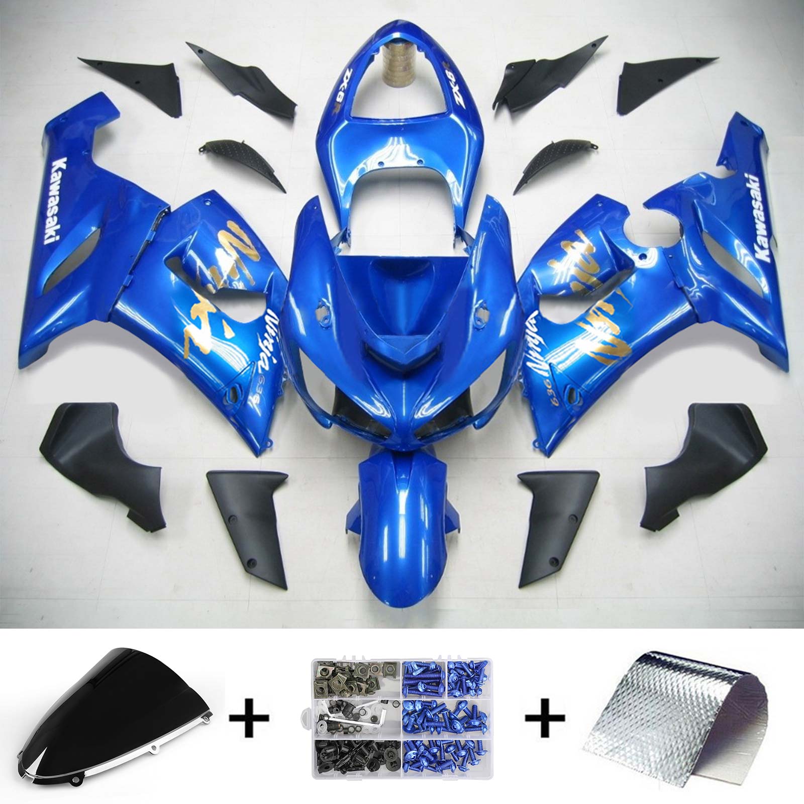 2005-2006 KAWASAKI ZX6R 636 AMOTOPART INJEKTION FAIRING KIT BOODYWORK ABS #118