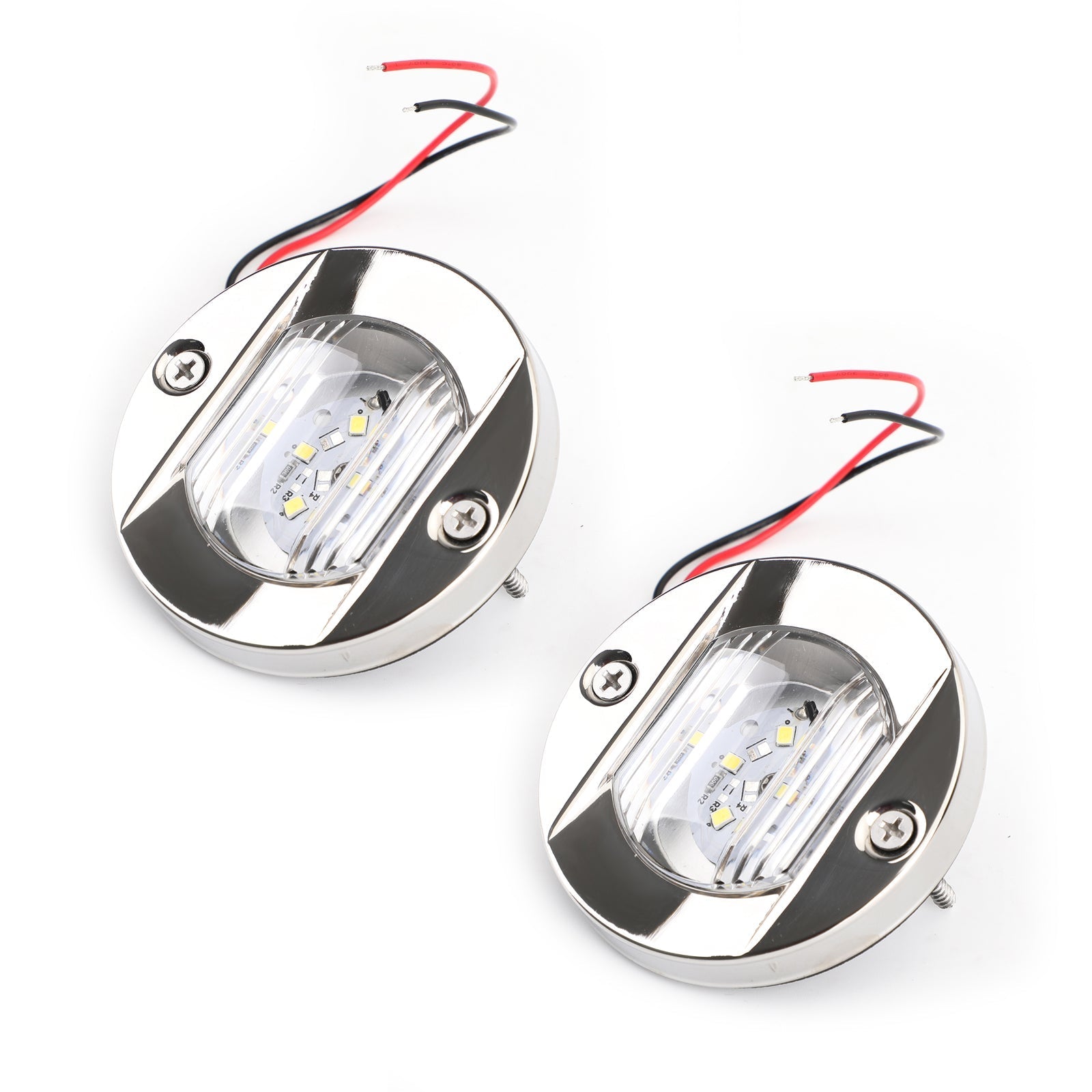 2 pièces LED Marine bateau Yacht tableau arrière Chrome ancre lumière arrière ronde 2835-SMD 12 V