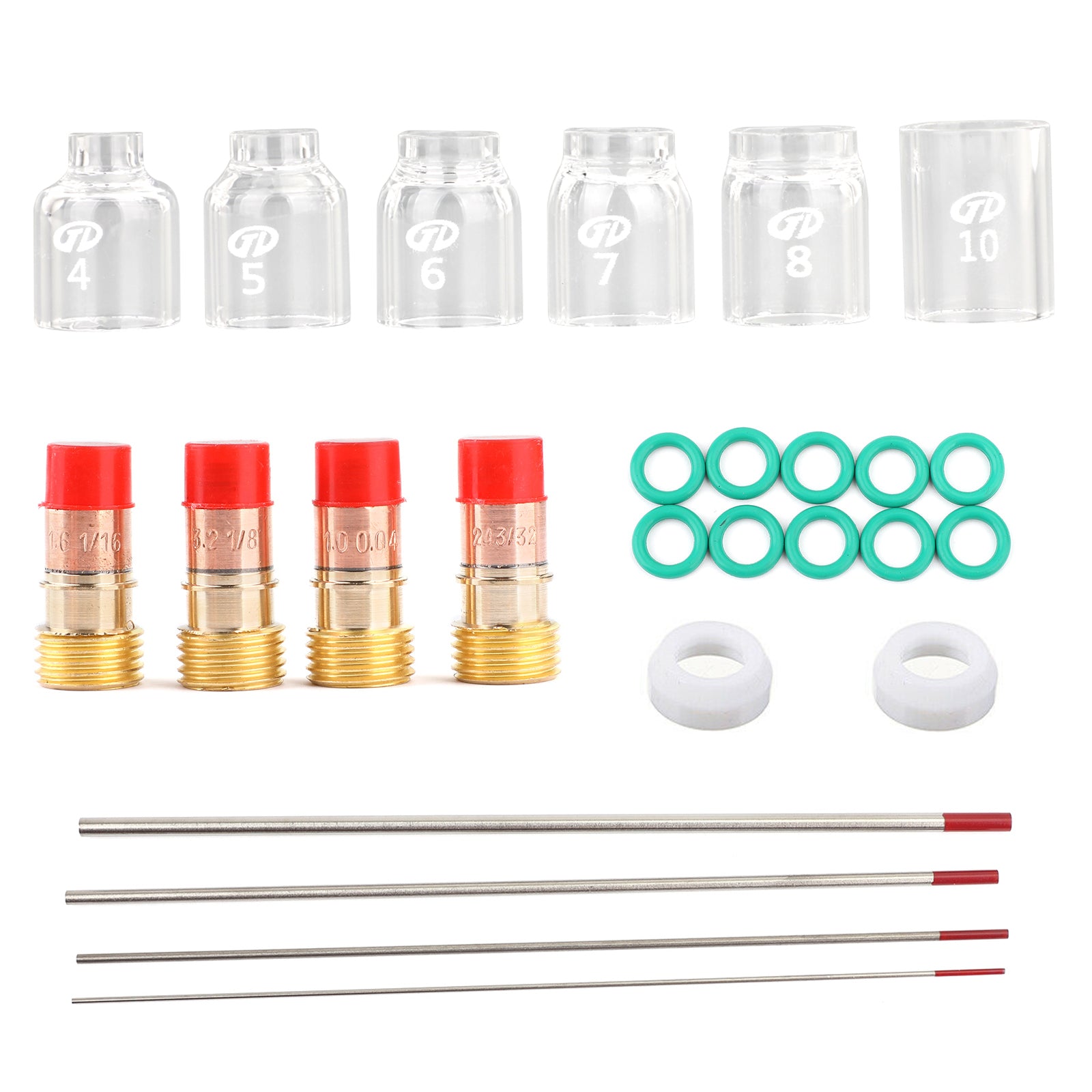 30st Tig Welding Stubby Gas Lens Pyrex Cup Kit Fits For Tig WP-17/18/26 Torch