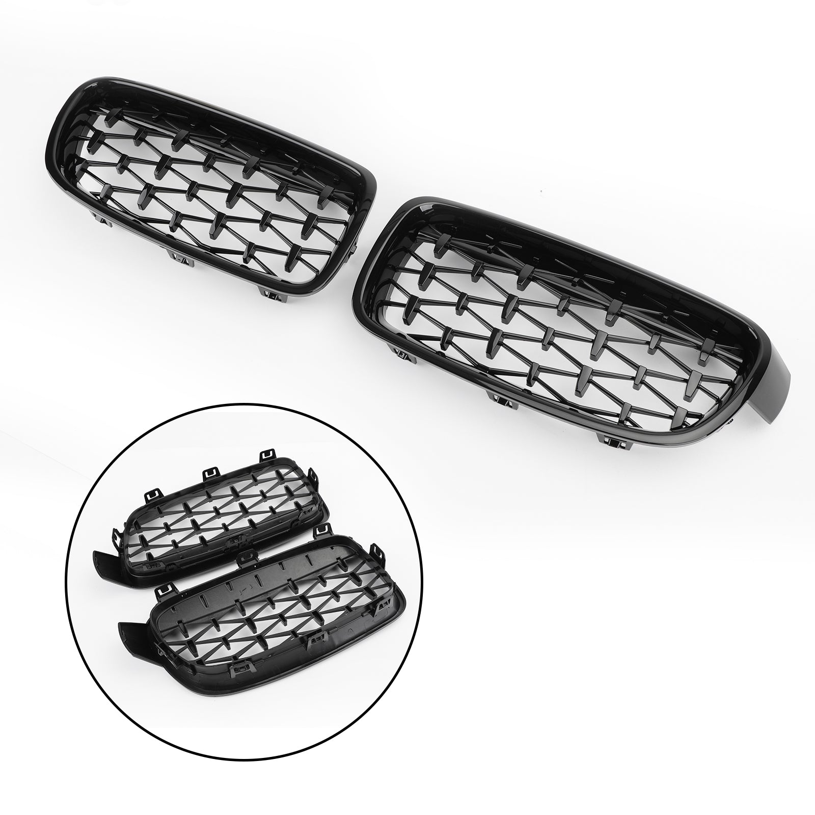 2012-2016 BMW F30 328i 335i Calandre avant noire brillante en diamant générique