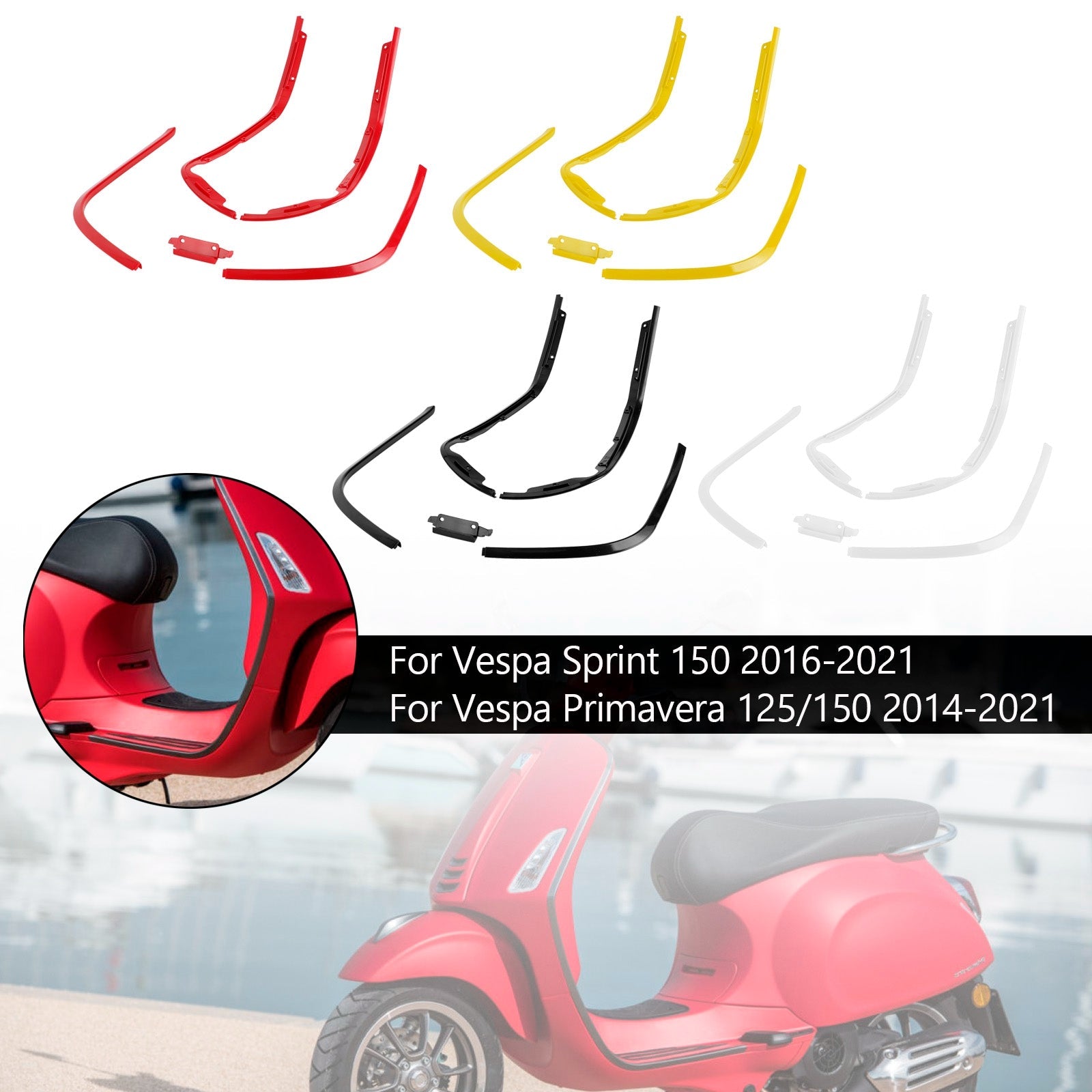 Vespa Sprint 150 2016-2021 øvre sidefelt Fôr trimstripesidedeksel