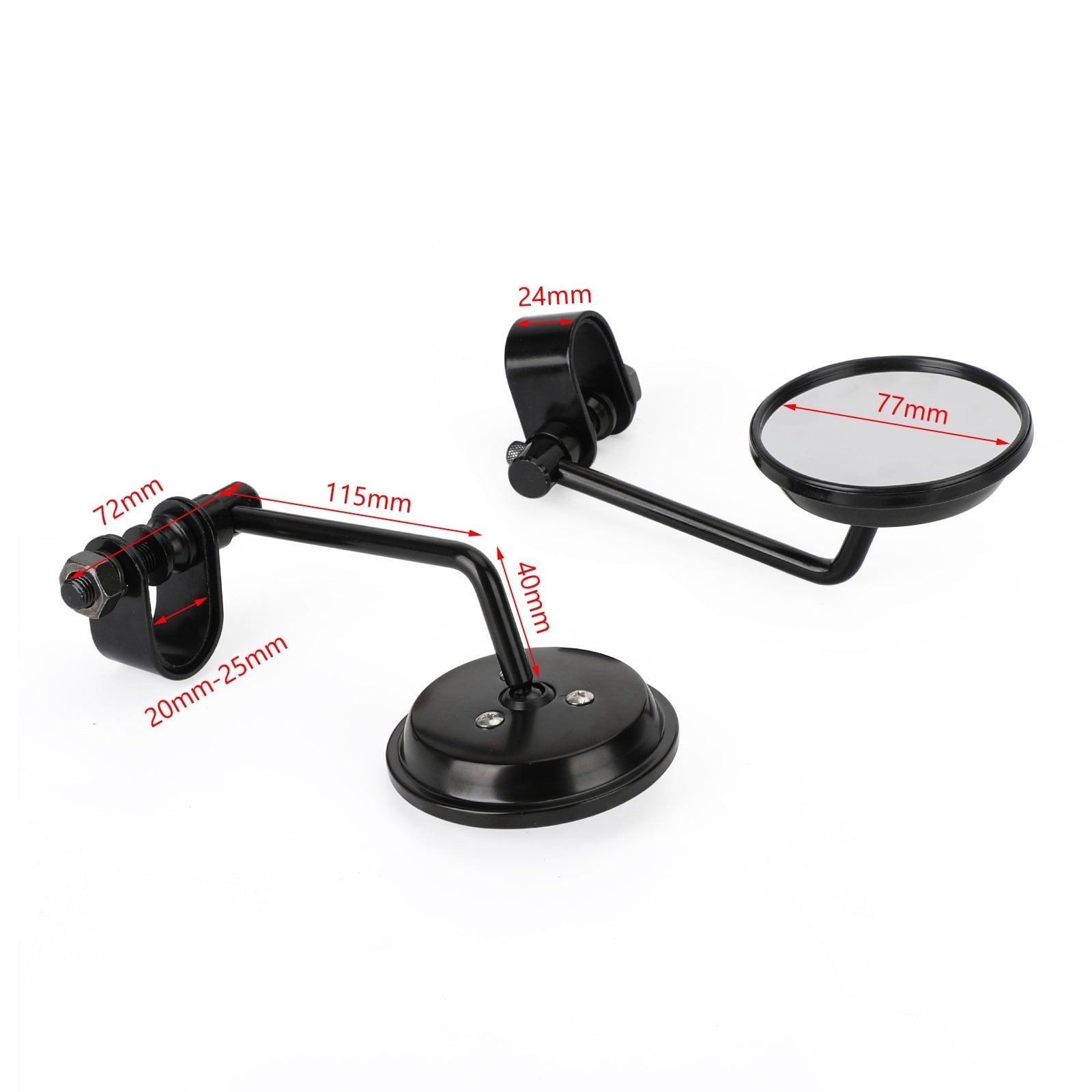 Starý štýl svorky na zrkadlo 3" Okrúhle zrkadlá pre Cafe Racer Chopper Bobber, pár, generické