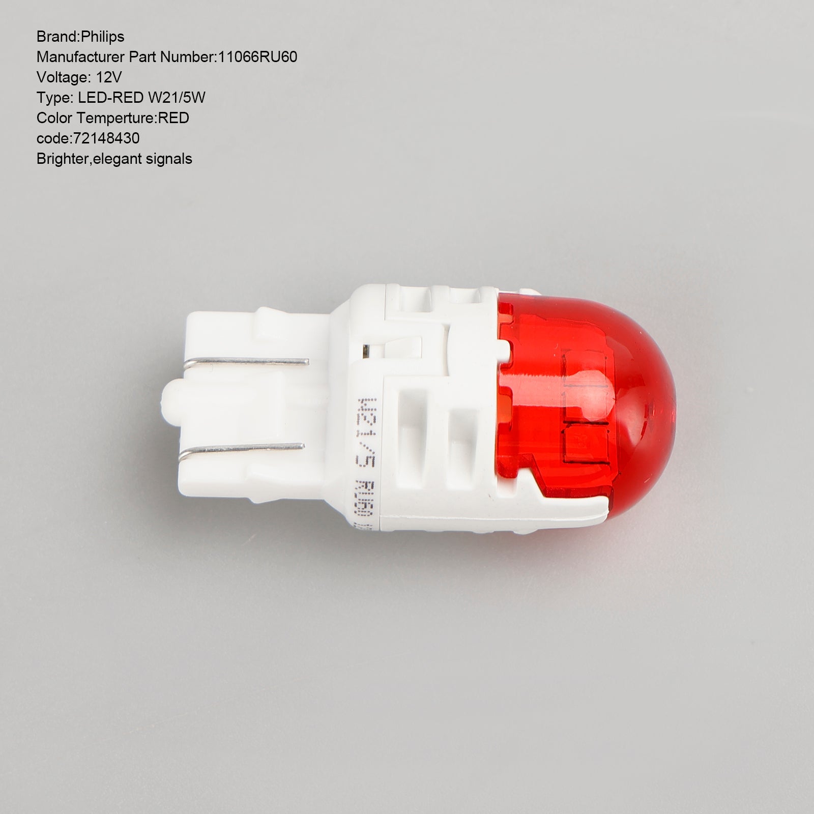 För Philips 11066RU60X2 Ultinon Pro6000 LED-RÖD W21/5W intensivt rött 75/15 lm