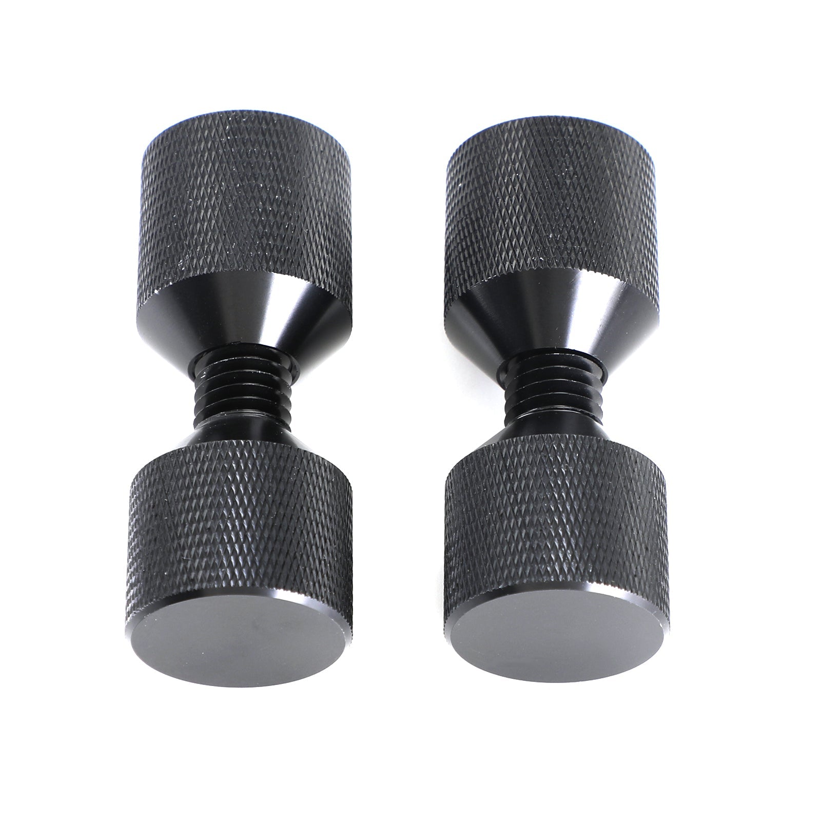 1-1/8" Petites goupilles moletées à deux trous en aluminium avec filetage amovible, noires