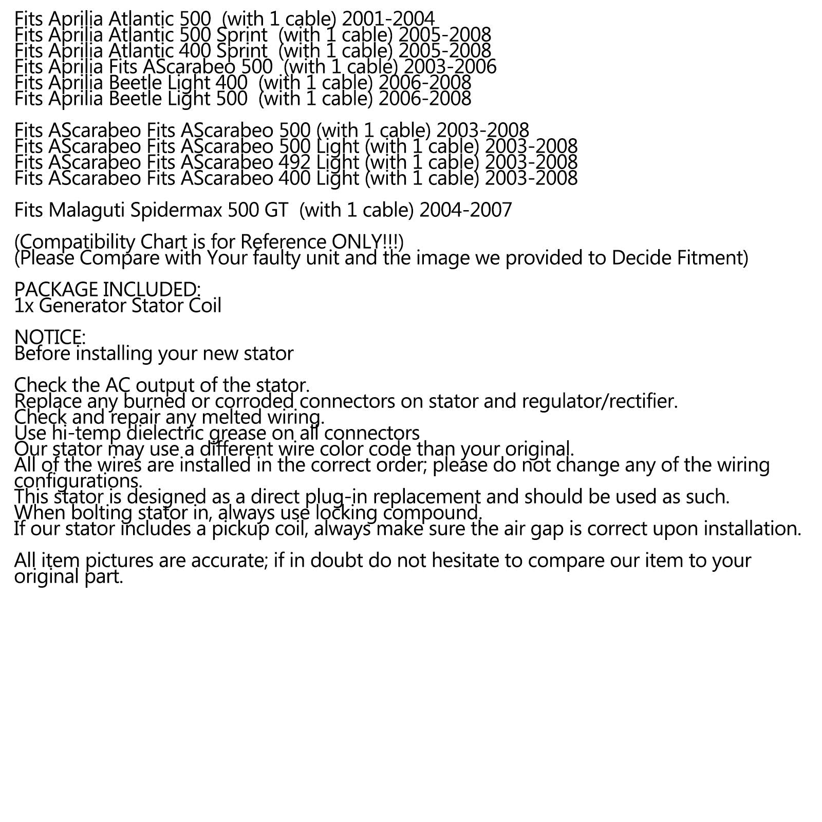 Dynamo Magneto Stator voor Gilera Nexus 500 1998-2011 58080R 82736R AP8560100 Generiek
