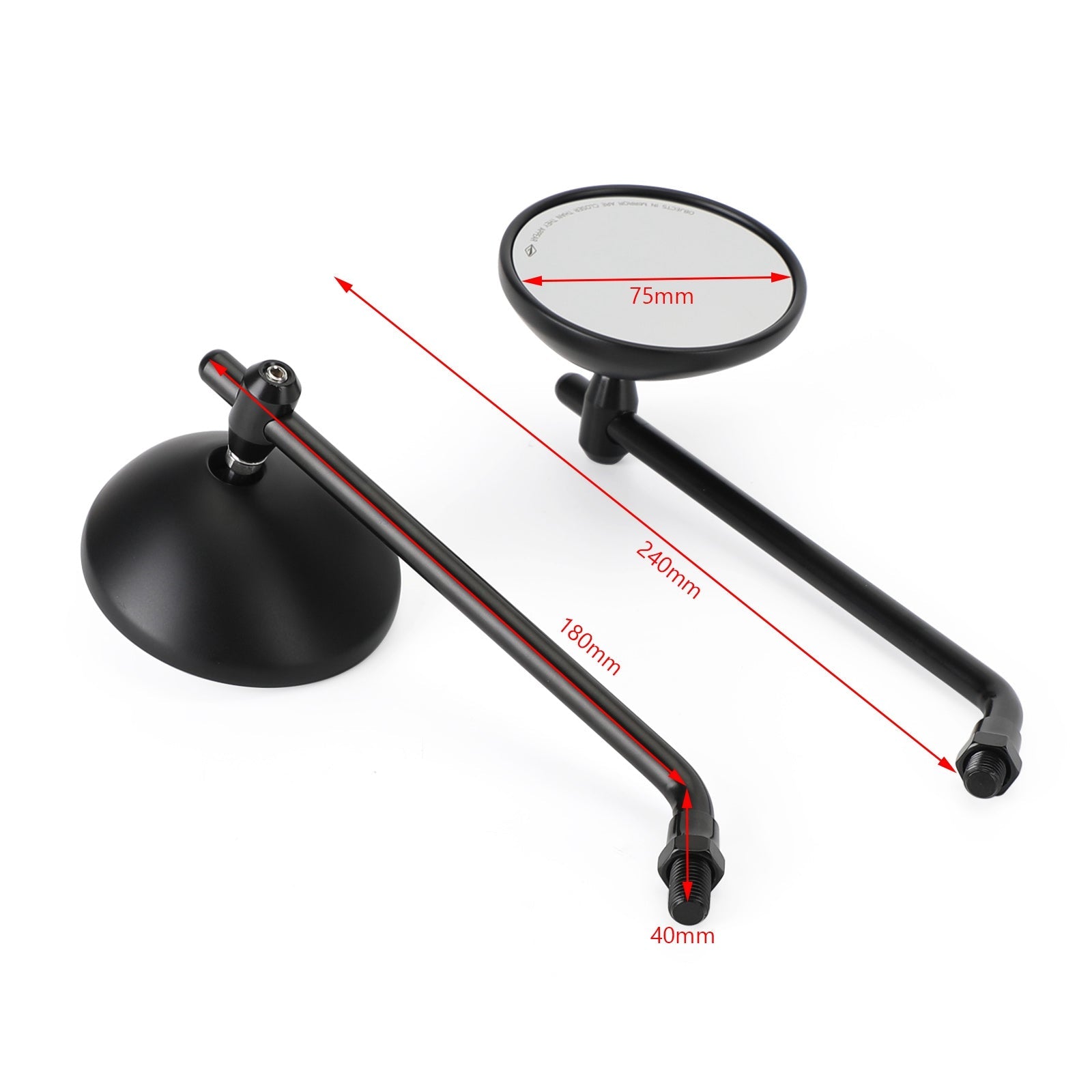 Klassisk stil höger & Vänster svart backspegel 10mm höger för Honda CB Shadow Cruiser Generic