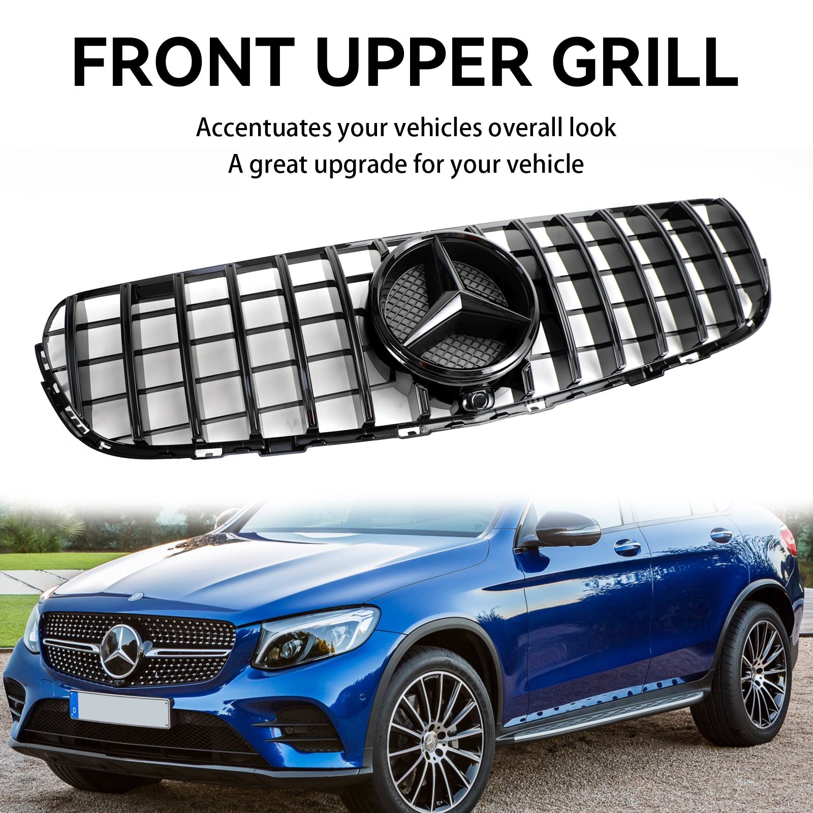 GLC X253 C253 2015-2019 Mercedes Benz Front Bumper Grille Grill Gloss Black