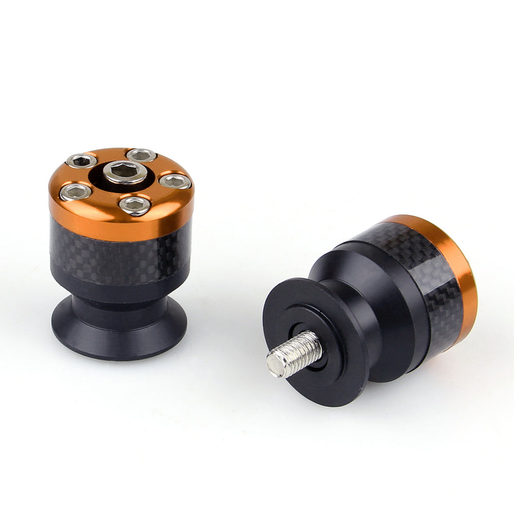 Universal Motorcykel CNC Carbon Fiber 10mm Swingarm Sliders Spools Orange