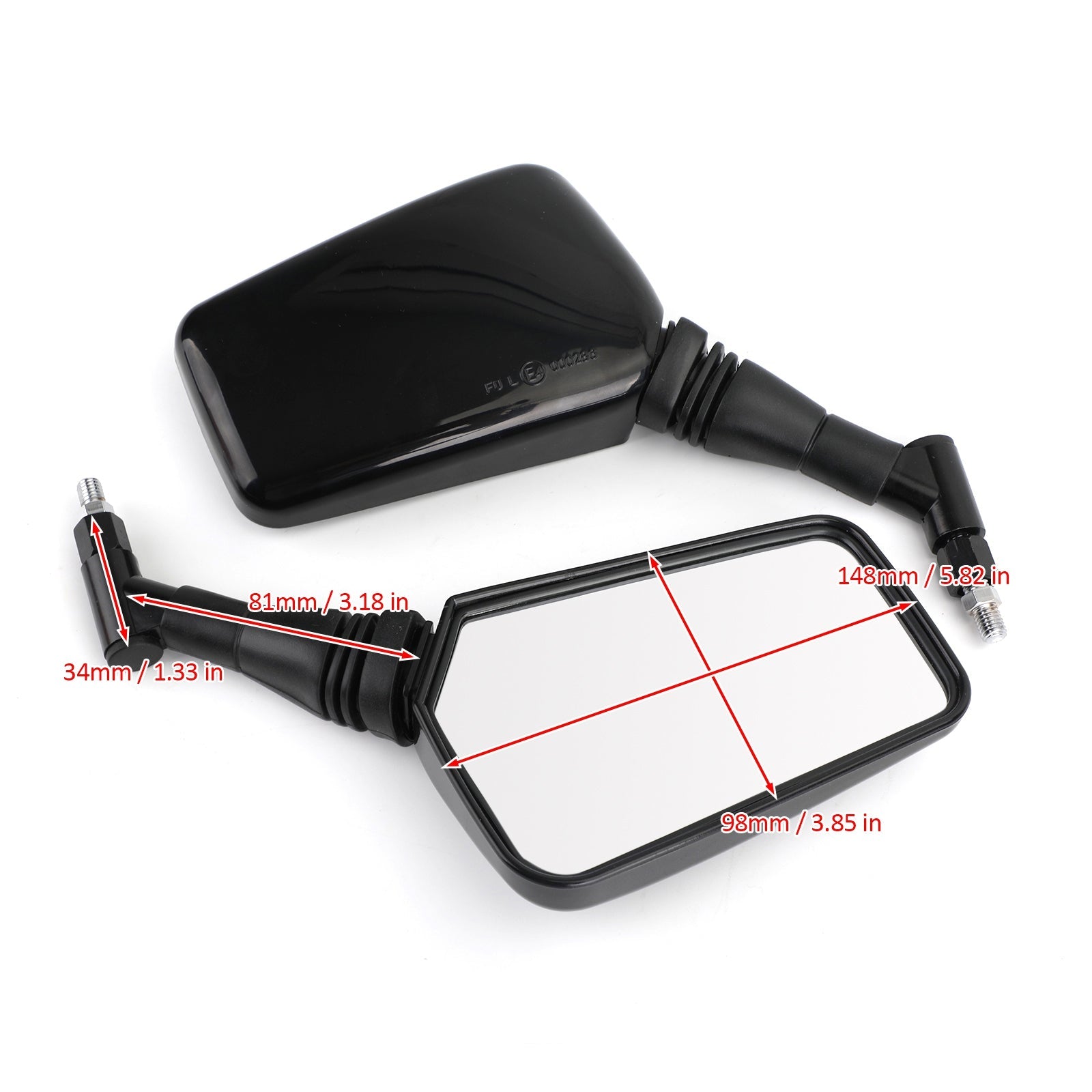 Par speil ny svart venstre høyre speil 8mm 10mm for motorsykkel motorsykkel generisk