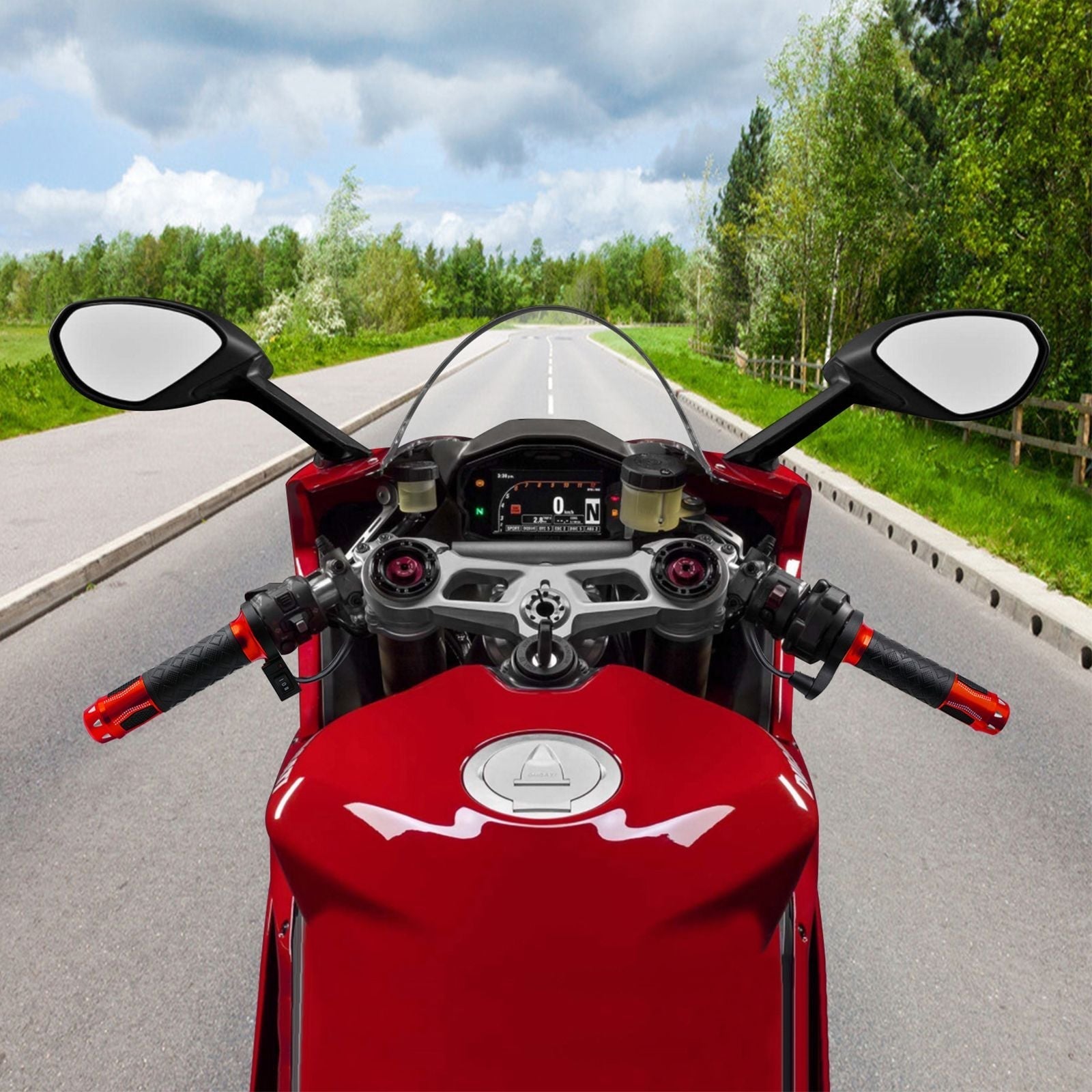 2X 7/8" 22mm 12V elektriska uppvärmda handtag värmehandtag röd för motorcykel