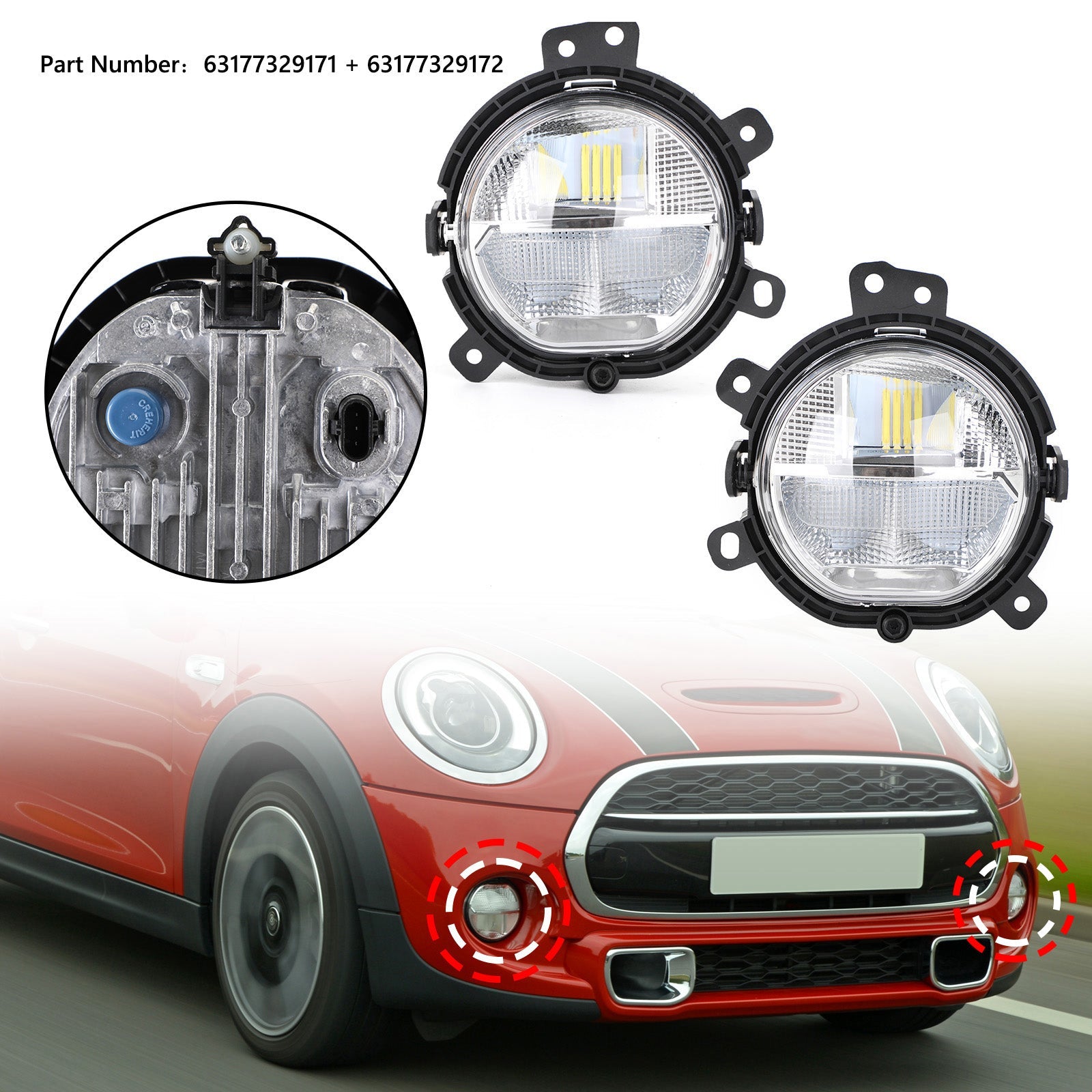 BMW Mini F55 F56 F54 F57 Front Bumper Left / Right Fog Light Lamp