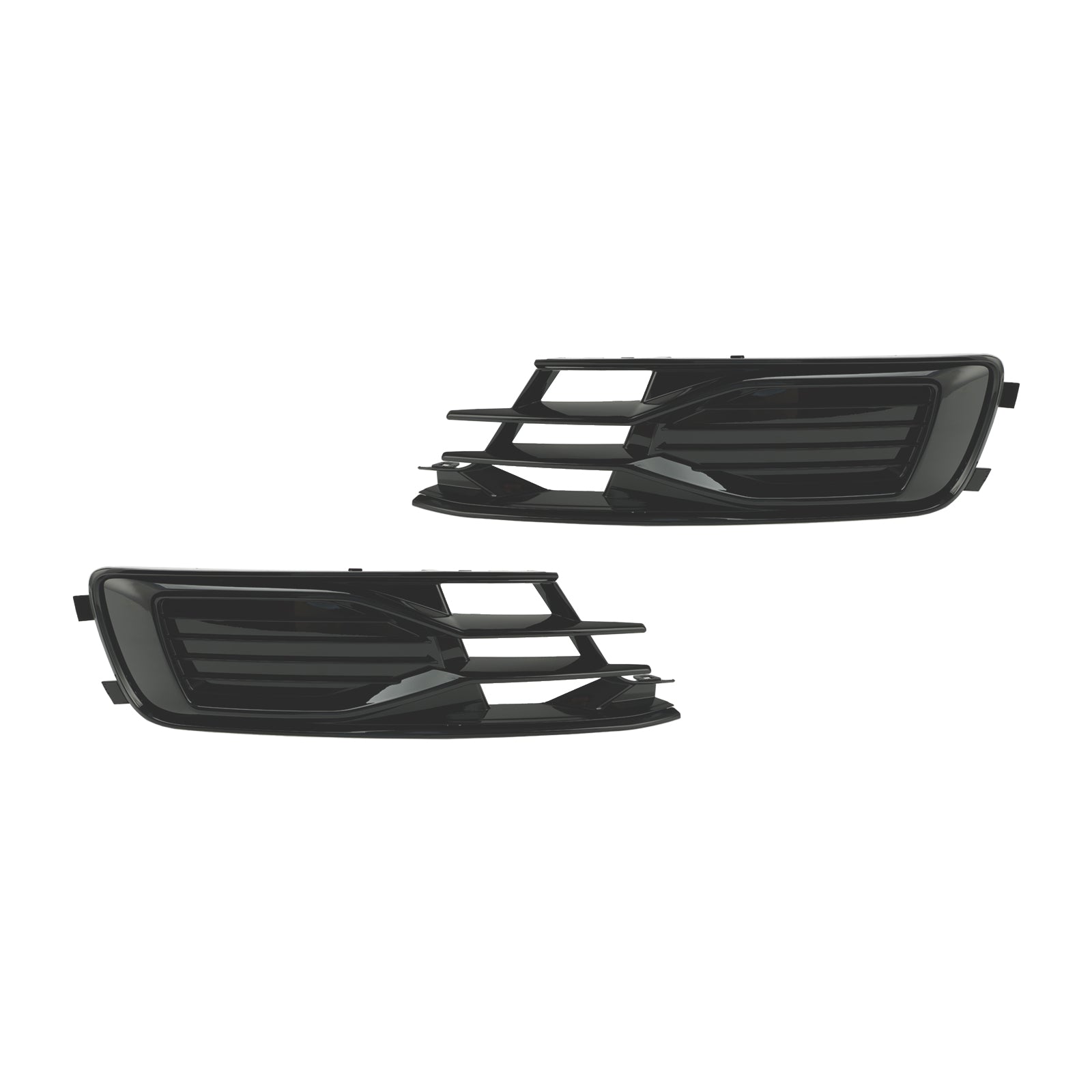 2014-2018 Audi A6 C7 2PCS Front Bumper Foglight Cover Grill Grille Black