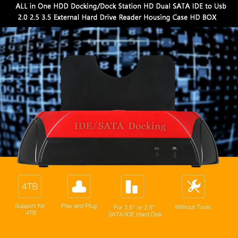 ALL in One HDD Docking/Dock Station HD Dual Bay USB to SATA IDE 2.5" 3.5" UK