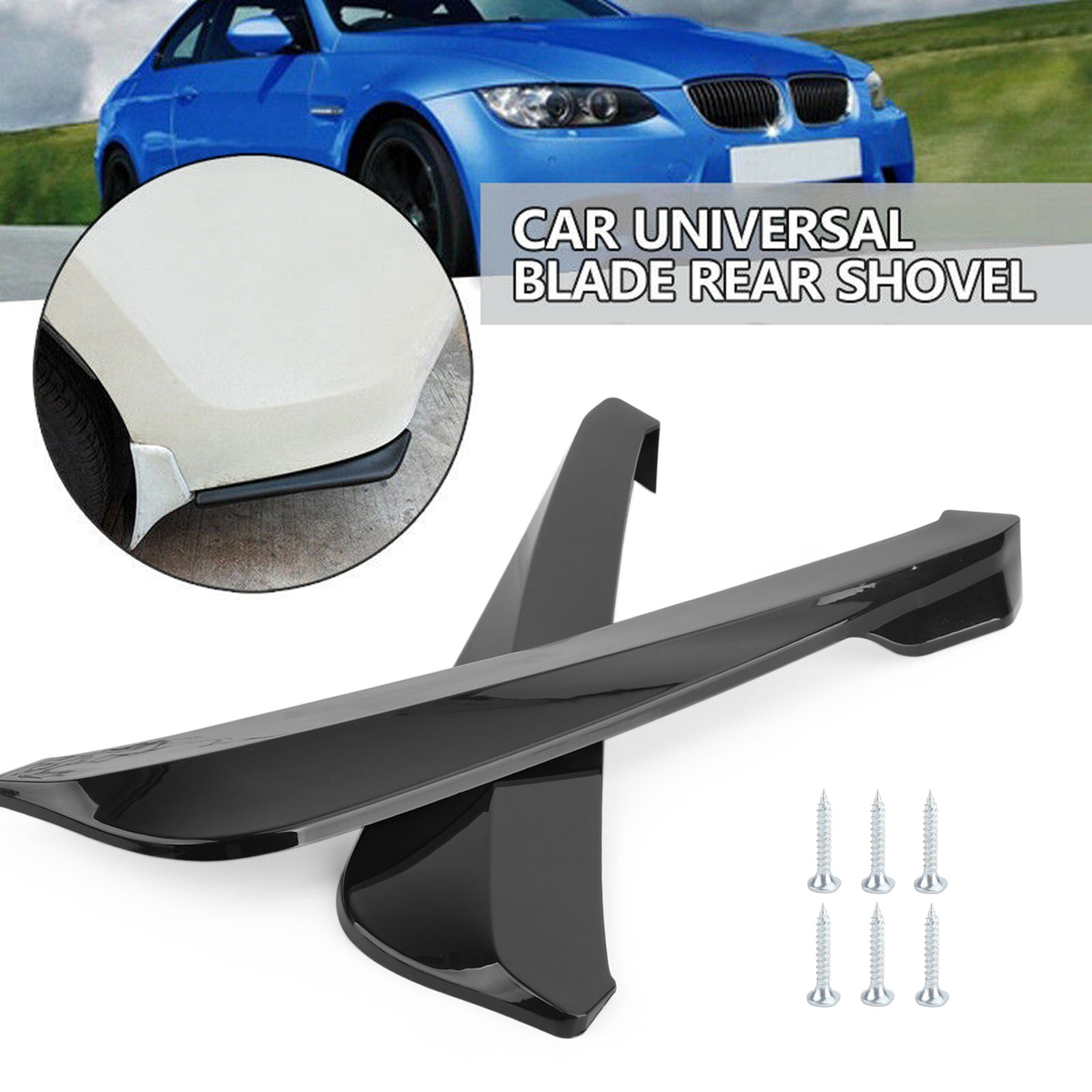 19" Gloss Black Car Rear Bumper Fin Canard Splitter Diffuser Valence Spoiler Lip Generic