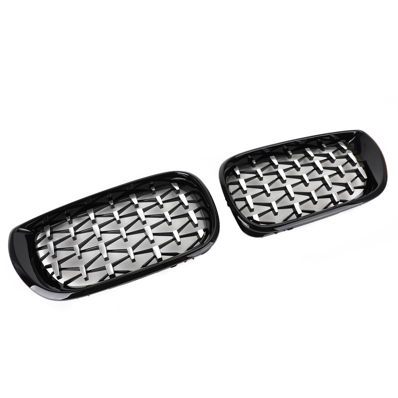 2002-2005 BMW E46 Sedan/Touring Facelift 4Dr Diamond Style Front Grille Zwart&Chroom/Chroom/Zwart Generiek