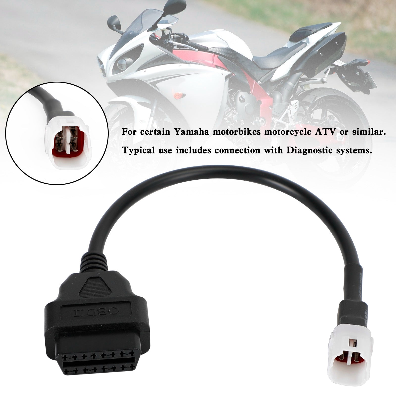 4 stift till OBD2 -kabeldiagnostisk adapterkontakt för Yamaha R1 R6 MT09
