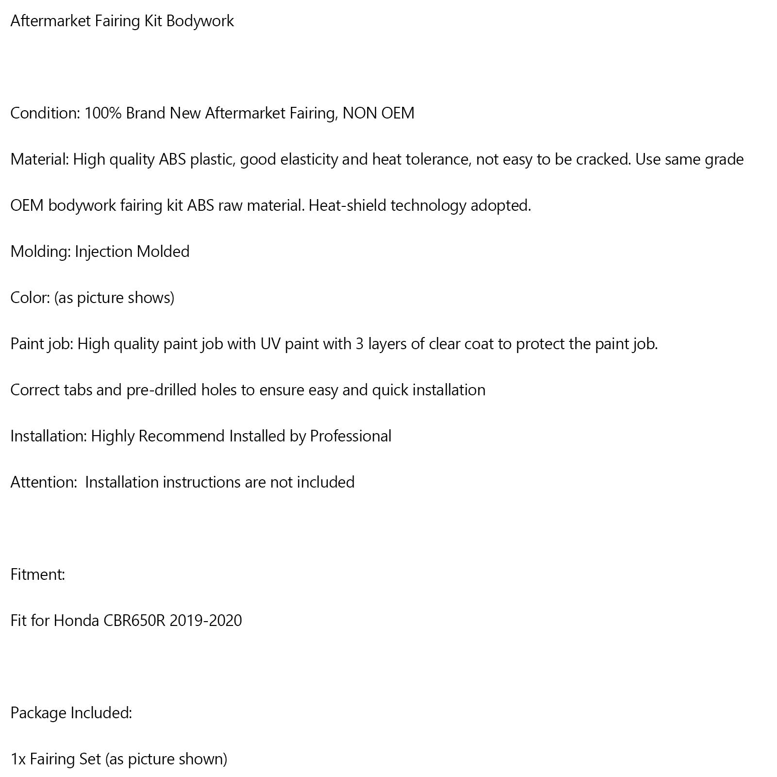 2019-2020 HONDA CBR650R ABS Moldagem de injeção de plástico