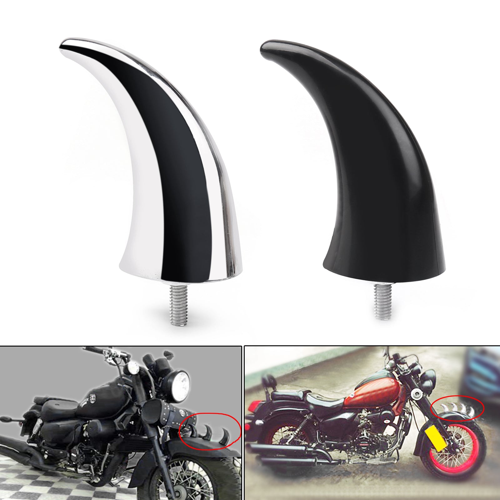 1X Motor ABS Voorspatbord Spatbord Decoratie Hoorn Tip Voor Dyna Glide Blk Generiek