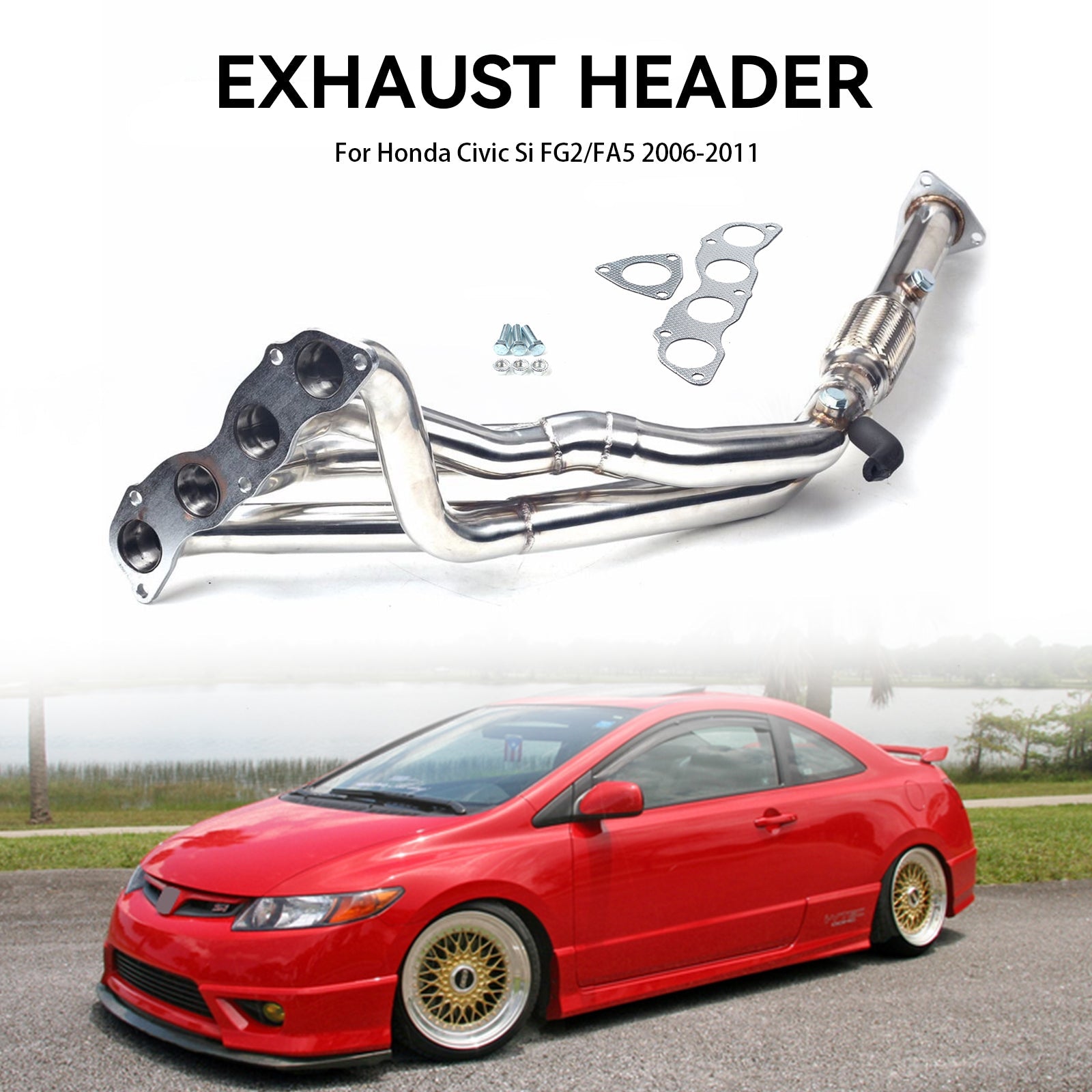 2006-2011 Honda Civic SI FG2/FA5 En-tête de performance en acier inoxydable Racing