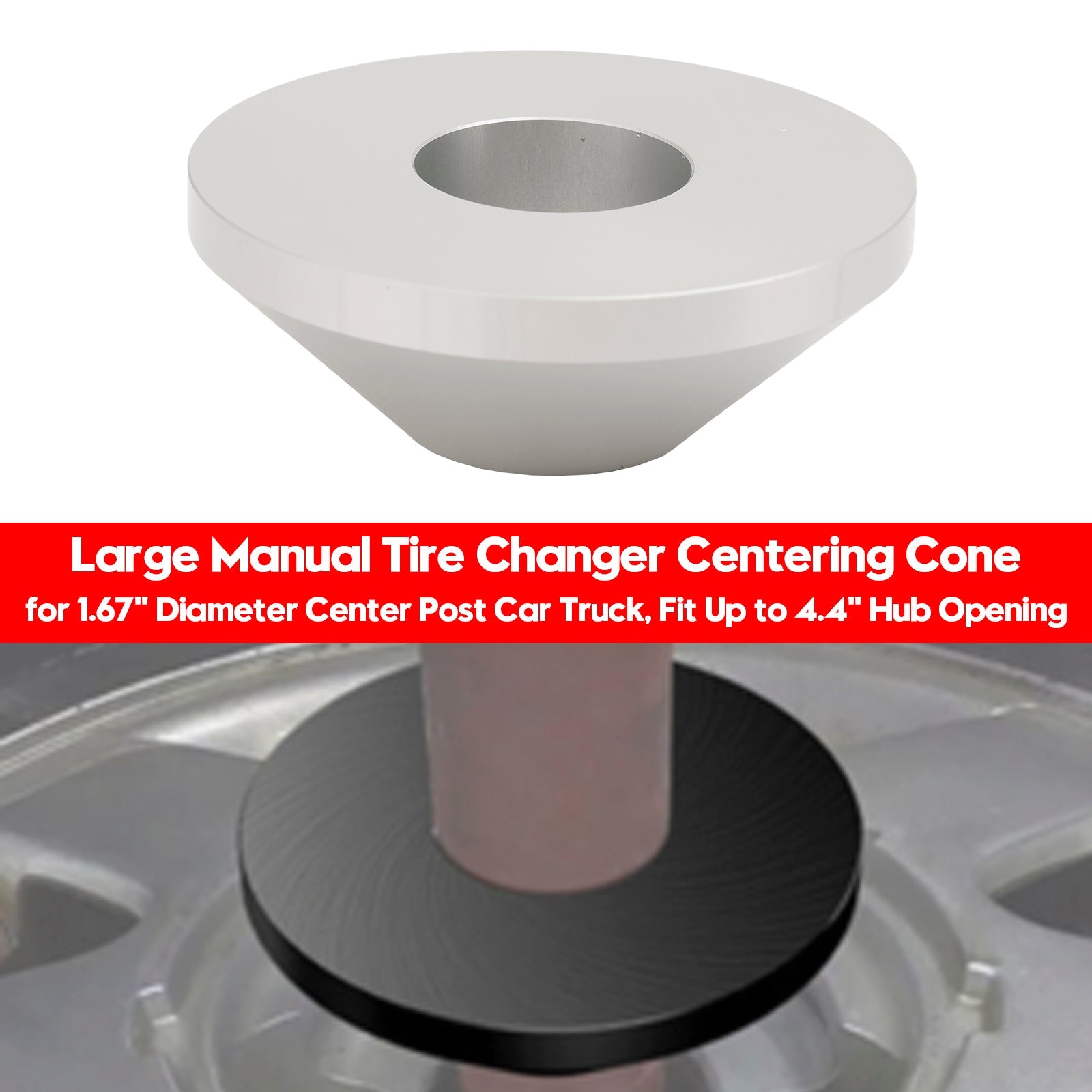 Cône de centrage pour démonte-pneus manuel de grande taille 1.67" Diamètre du poteau central de voiture