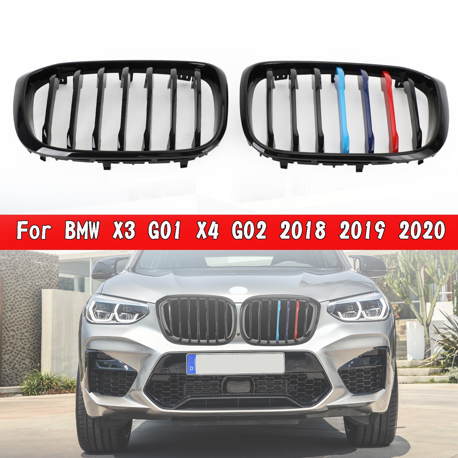 2018-2021 BMW X3 G01 X4 G02 Pair Kidney Grill Grille 51138469959 51138469960 51138091725 51138091726 générique