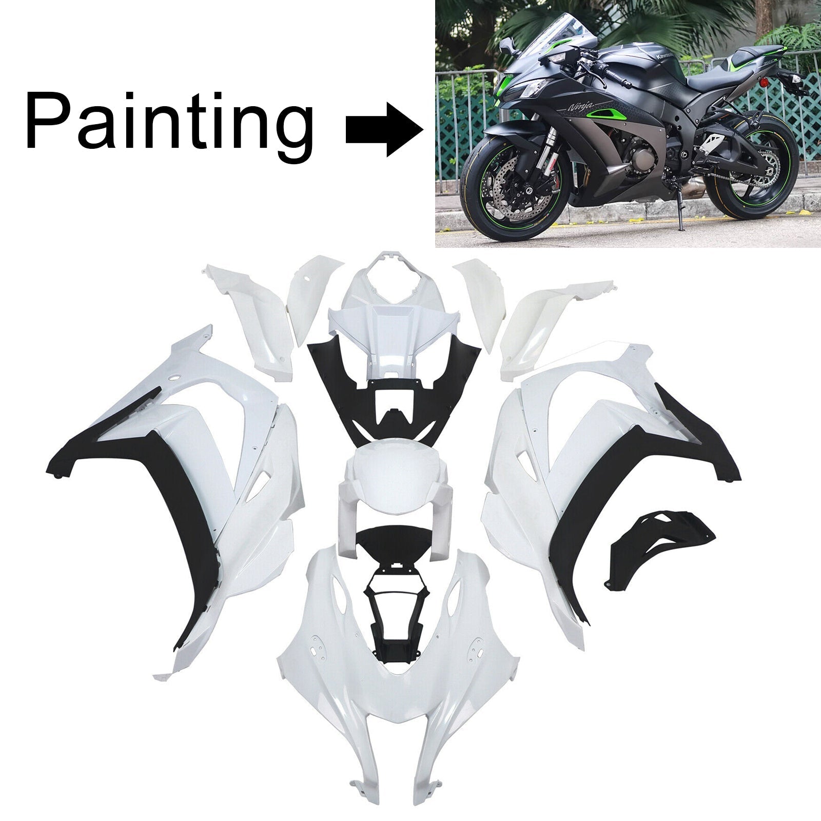 2016-2020 Kawasaki ZX10R Amotopart Injeksjon Fairing Kit Bodywork Plast Abs #125