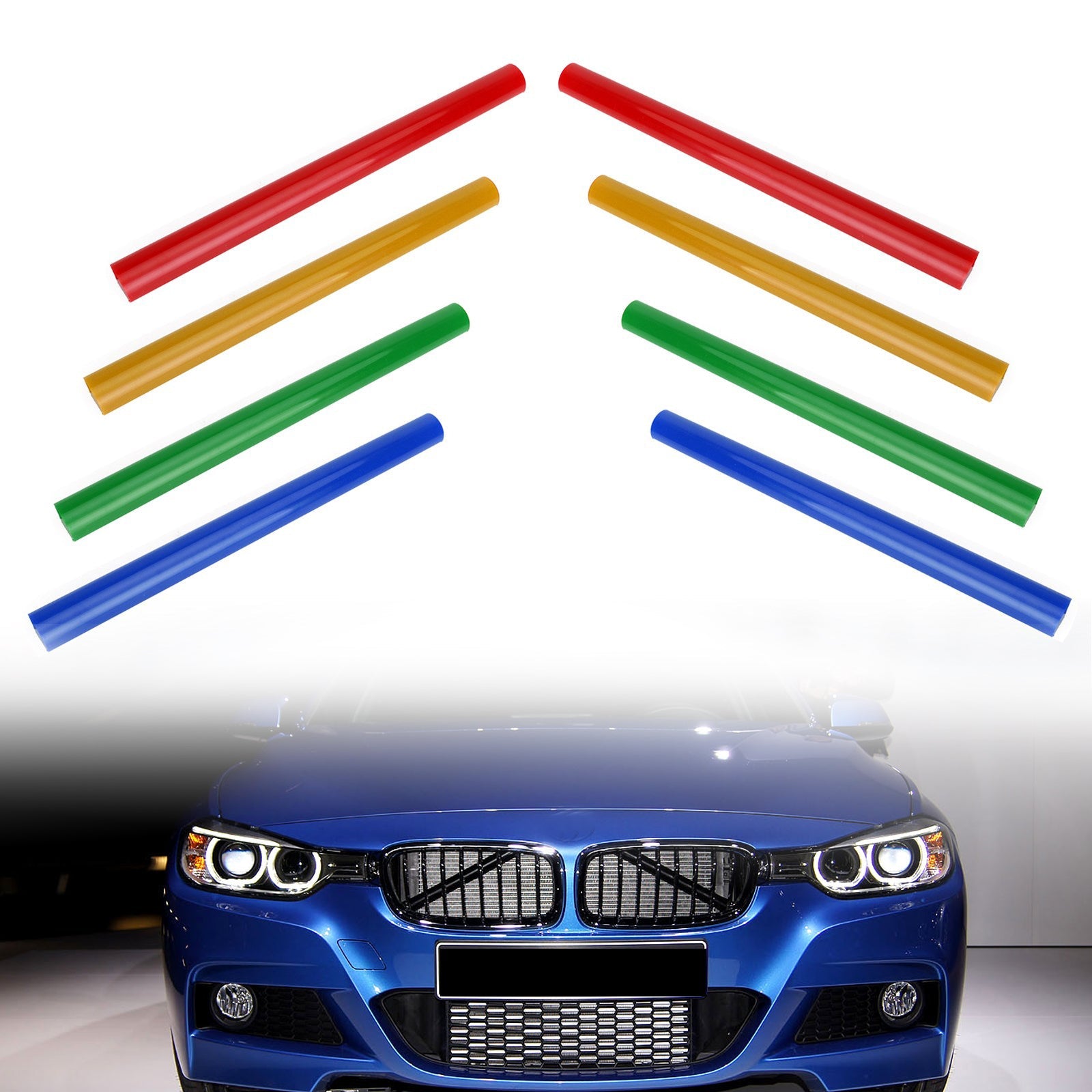 #A Color Soporte Grill Bar V Brace Wrap para BMW F30 F31 F32 F33 F34 F35 Azul Genérico