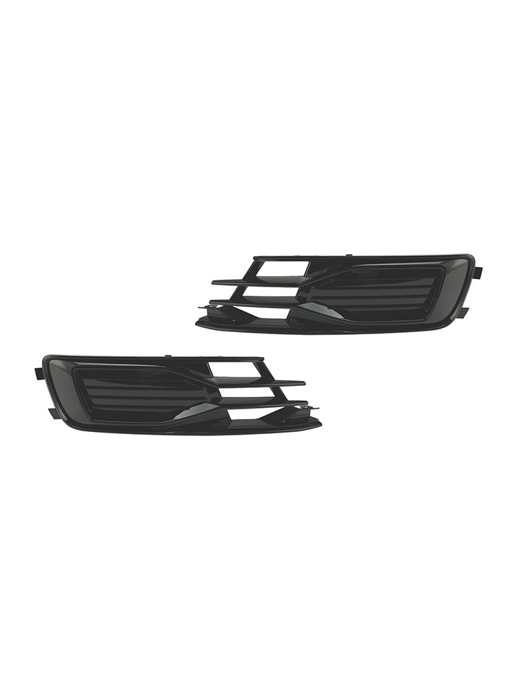 2014-2018 Audi A6 C7 2PCS Front Bumper Foglight Cover Grill Grille Black