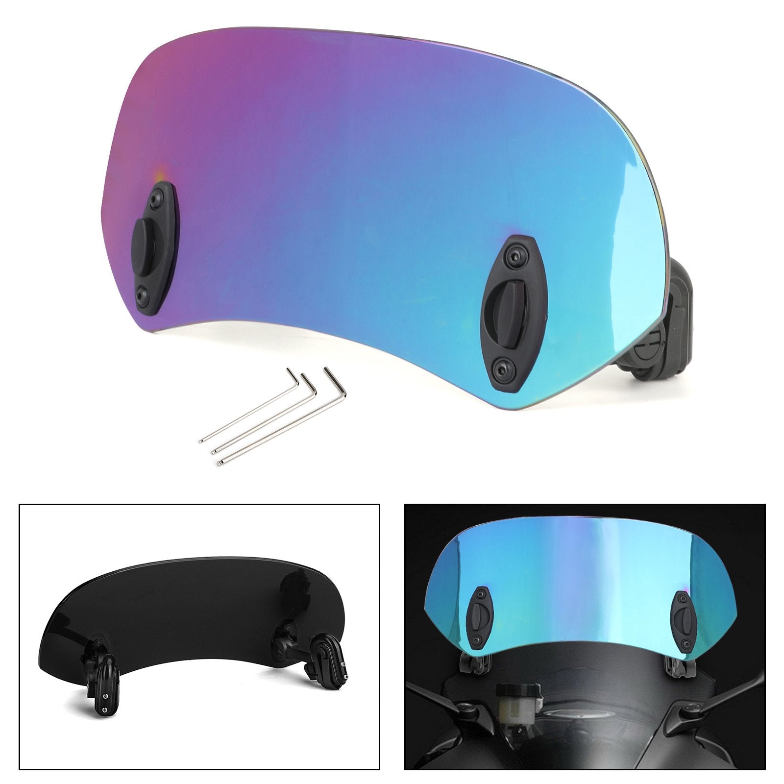 Clip ajustable para motocicleta, alerón de extensión de parabrisas, Deflector de viento genérico