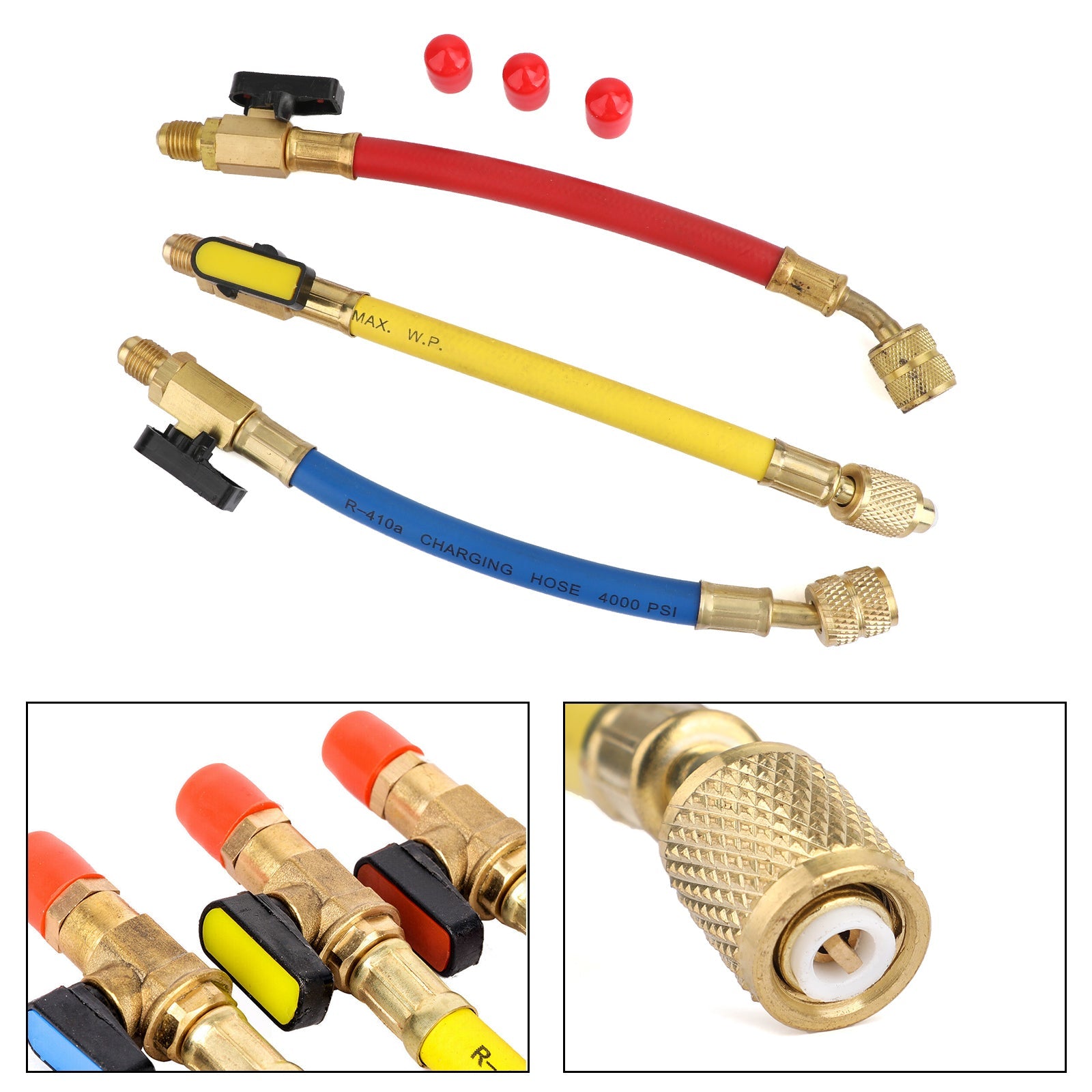 3x jauge de collecteur A/C tuyaux de charge de réfrigération pour R134a R410a