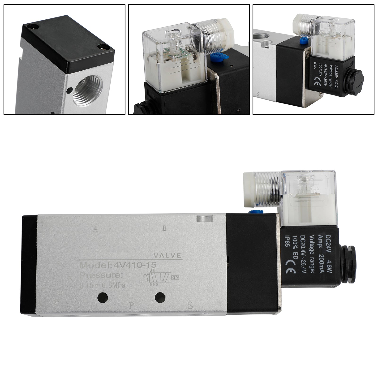 Électrovanne pneumatique électrique 4V410-15 AC 220 V 2 positions 5 voies PT 1/2"