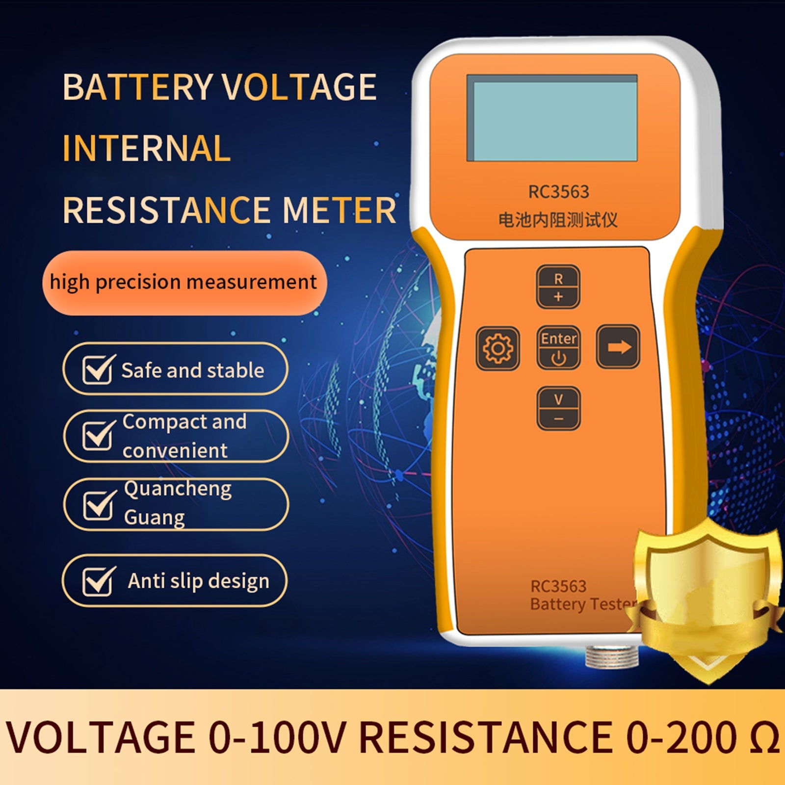 RC3563 Batterispänningsmätare Internt motståndsspänningstestdetektor