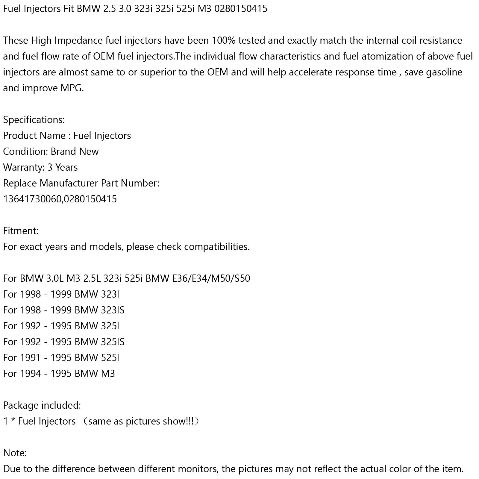 1 datorer bränsleinsprutare passar BMW 3.0L M3 2.5L 323i 525i BMW E36/E34/M50/S50 0280150415