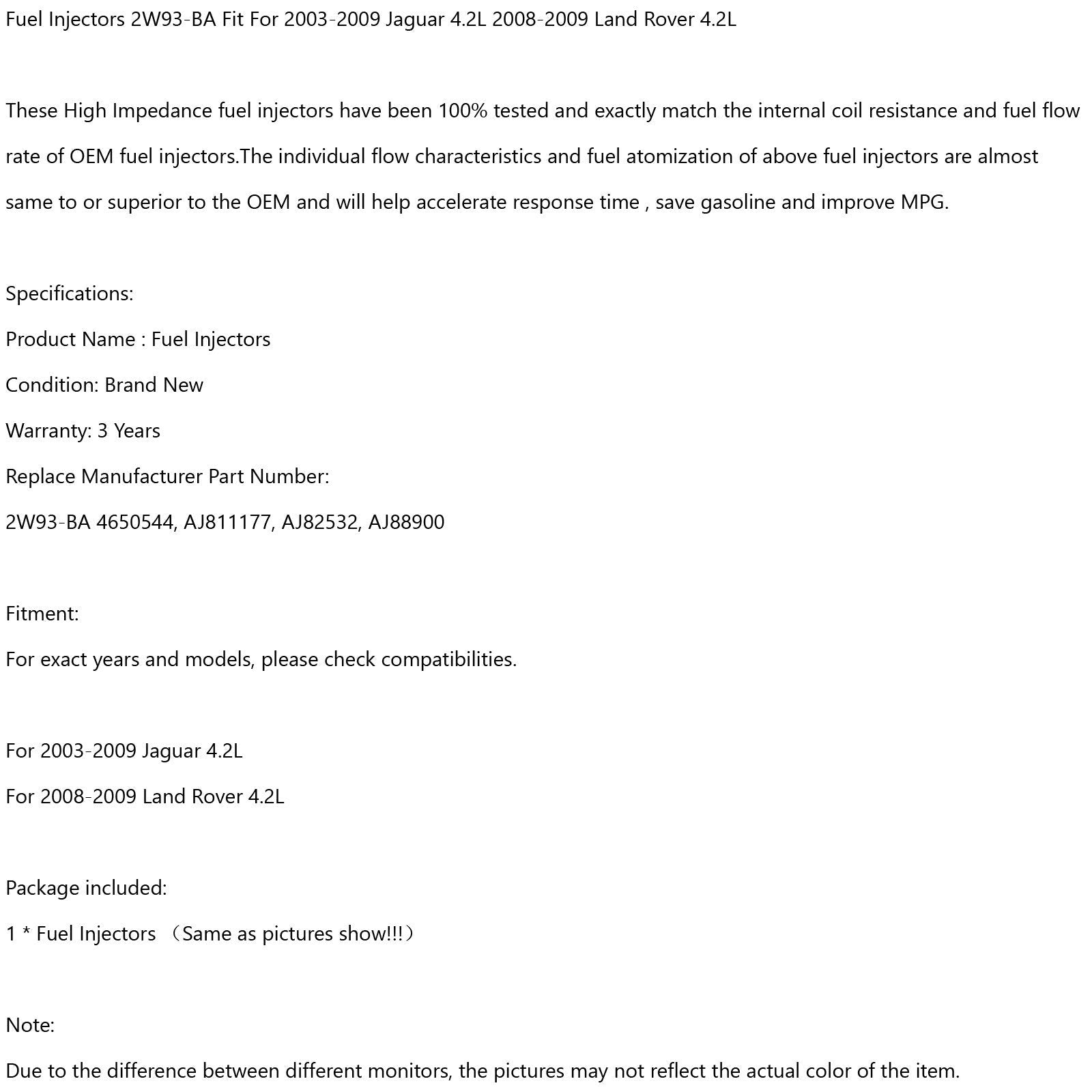 1 STUKS Brandstofinjectoren 2W93-BA Geschikt voor 03-09 Jaguar 4.2L 08-09 Land Rover 4.2L Generiek